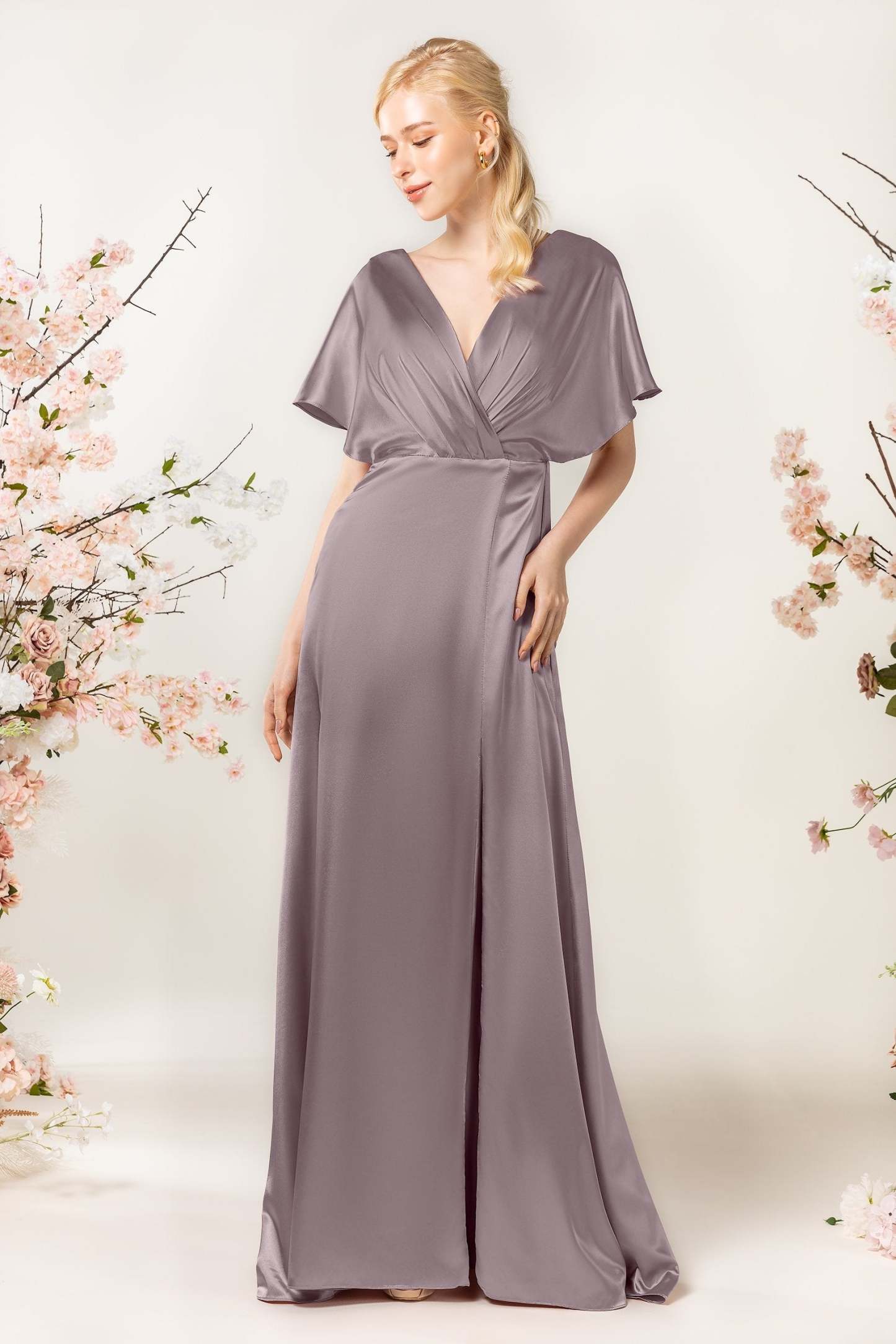 Sheath Sweep Acetate Satin Bridesmaid Dress Formal Dresses CB0505