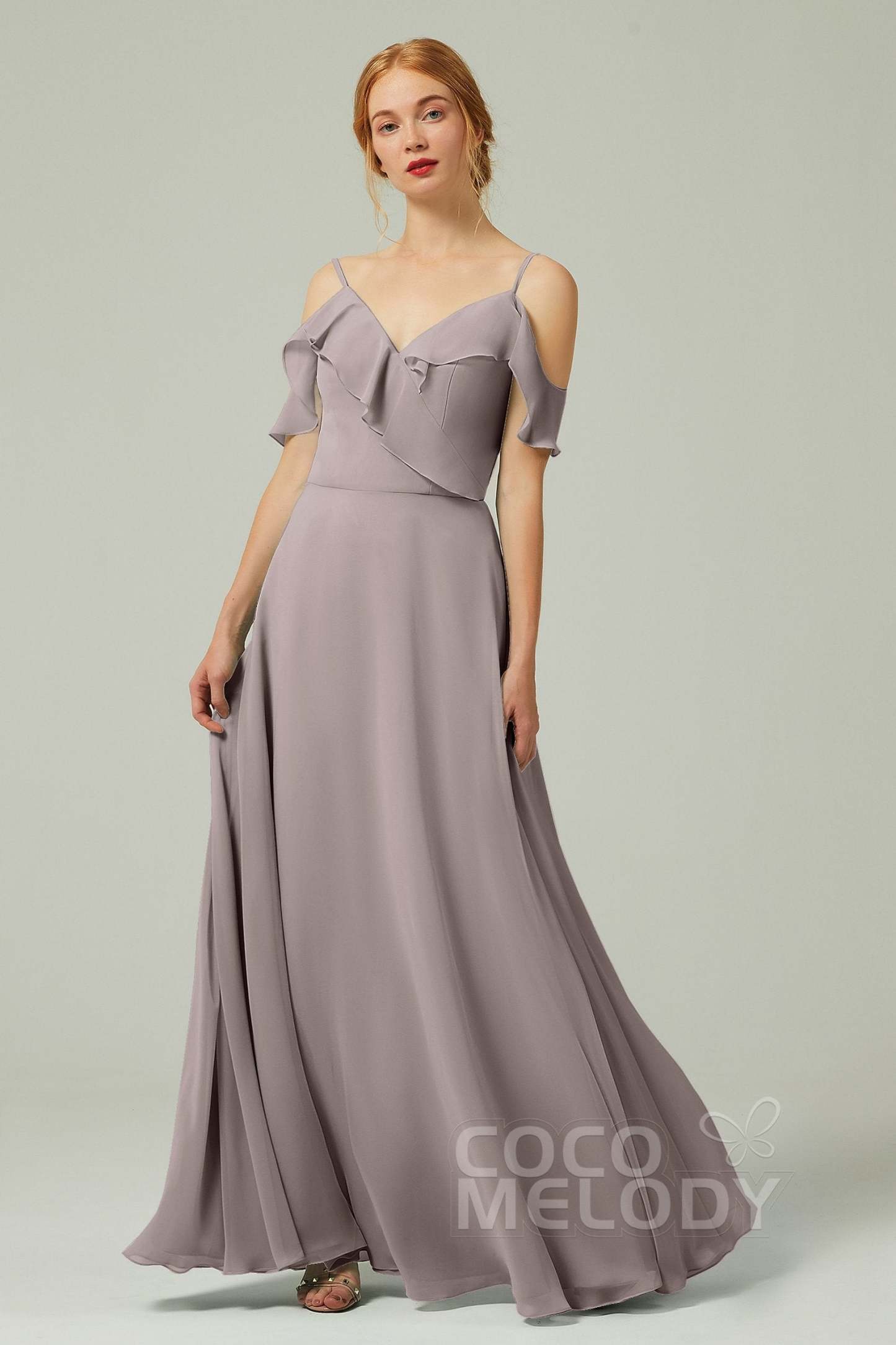 A-Line Floor Length Chiffon Bridesmaid Dress CB0326