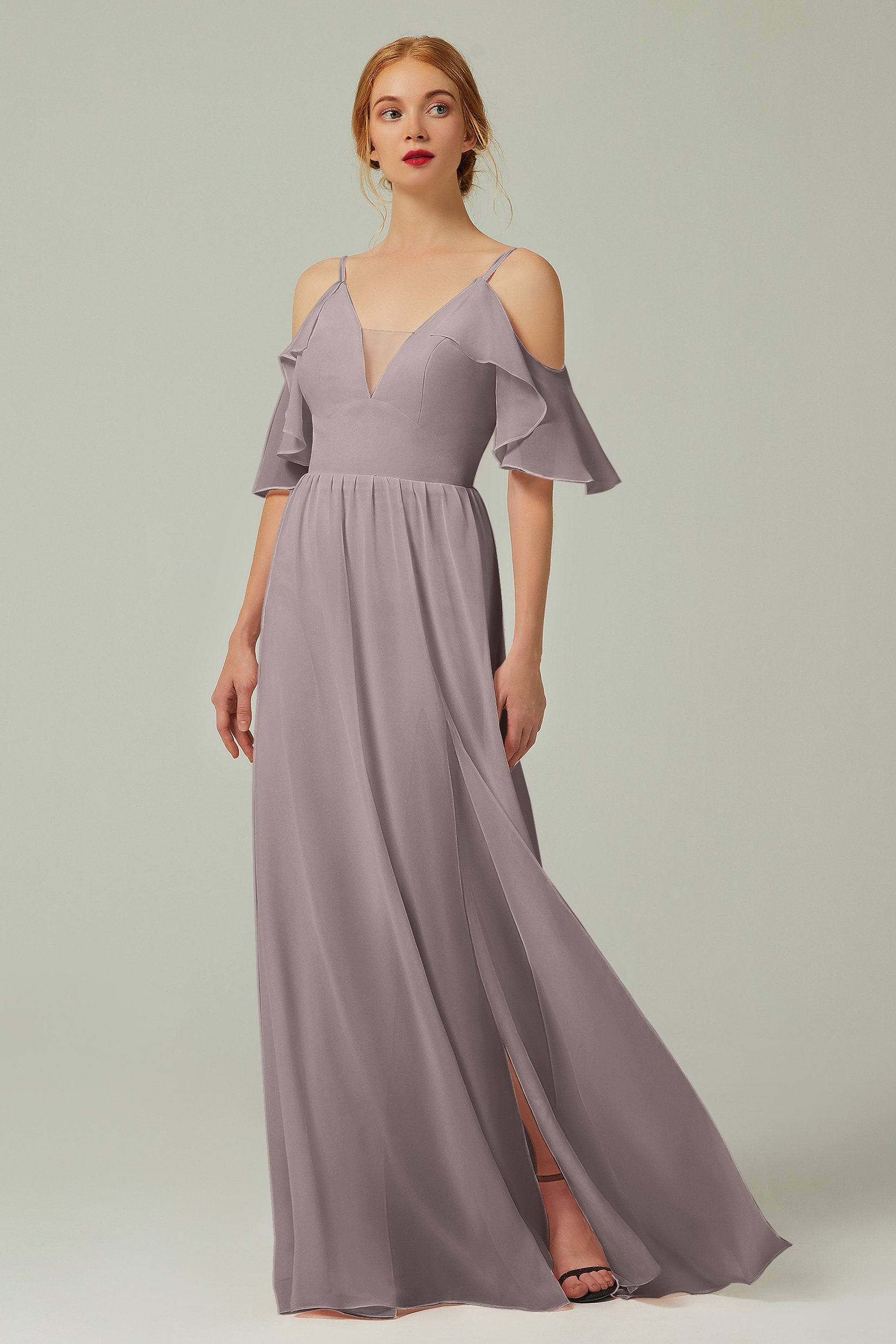 A-Line Floor Length Chiffon Bridesmaid Dress CB0236
