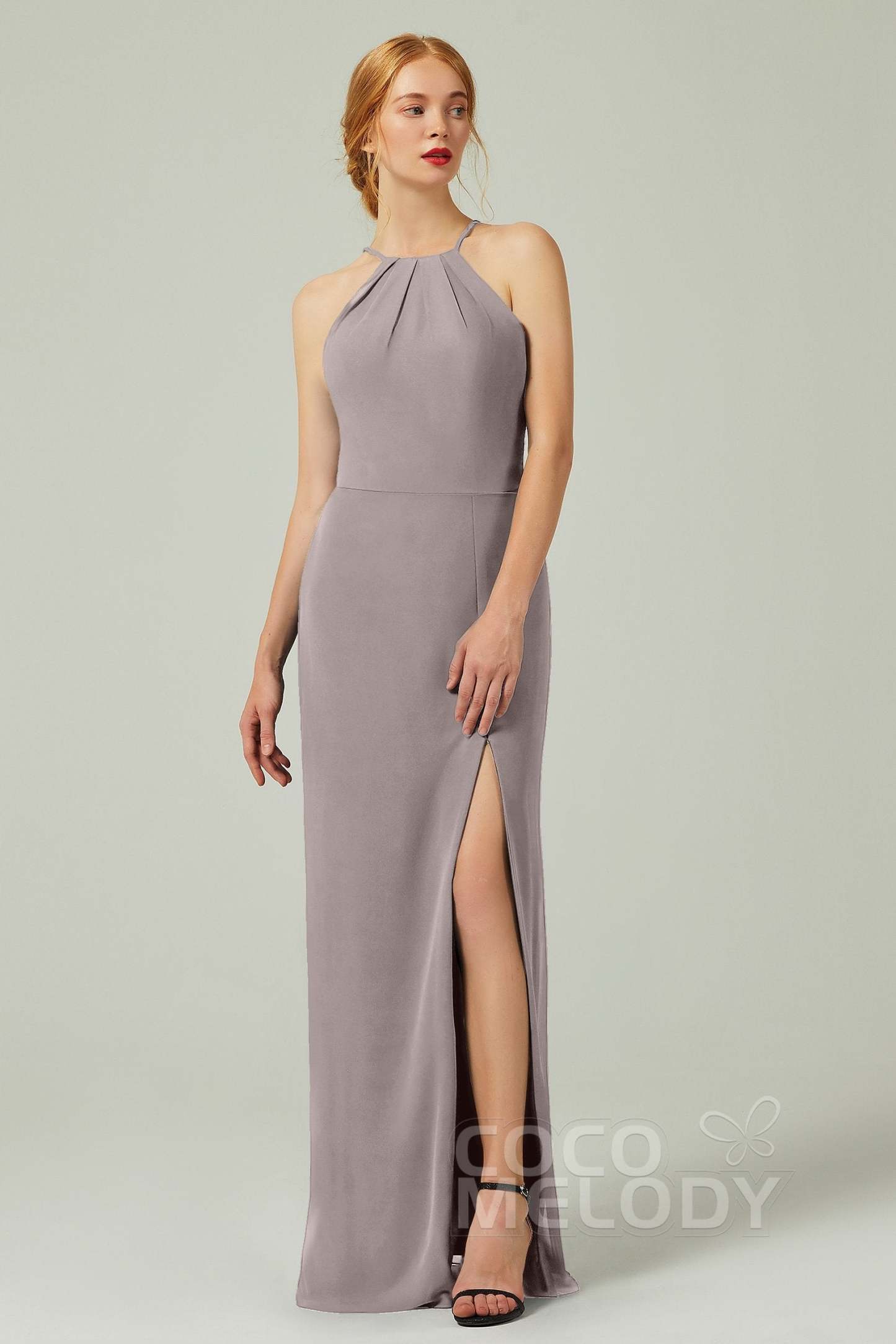 Sheath-Column Floor Length Chiffon Bridesmaid Dress Formal Dresses CB0337