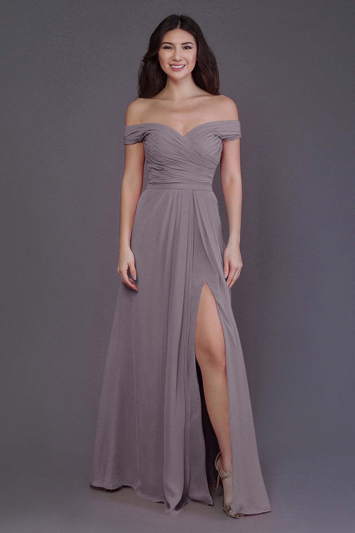 Sheath-Column Floor Length Chiffon Bridesmaid Dress PR3536