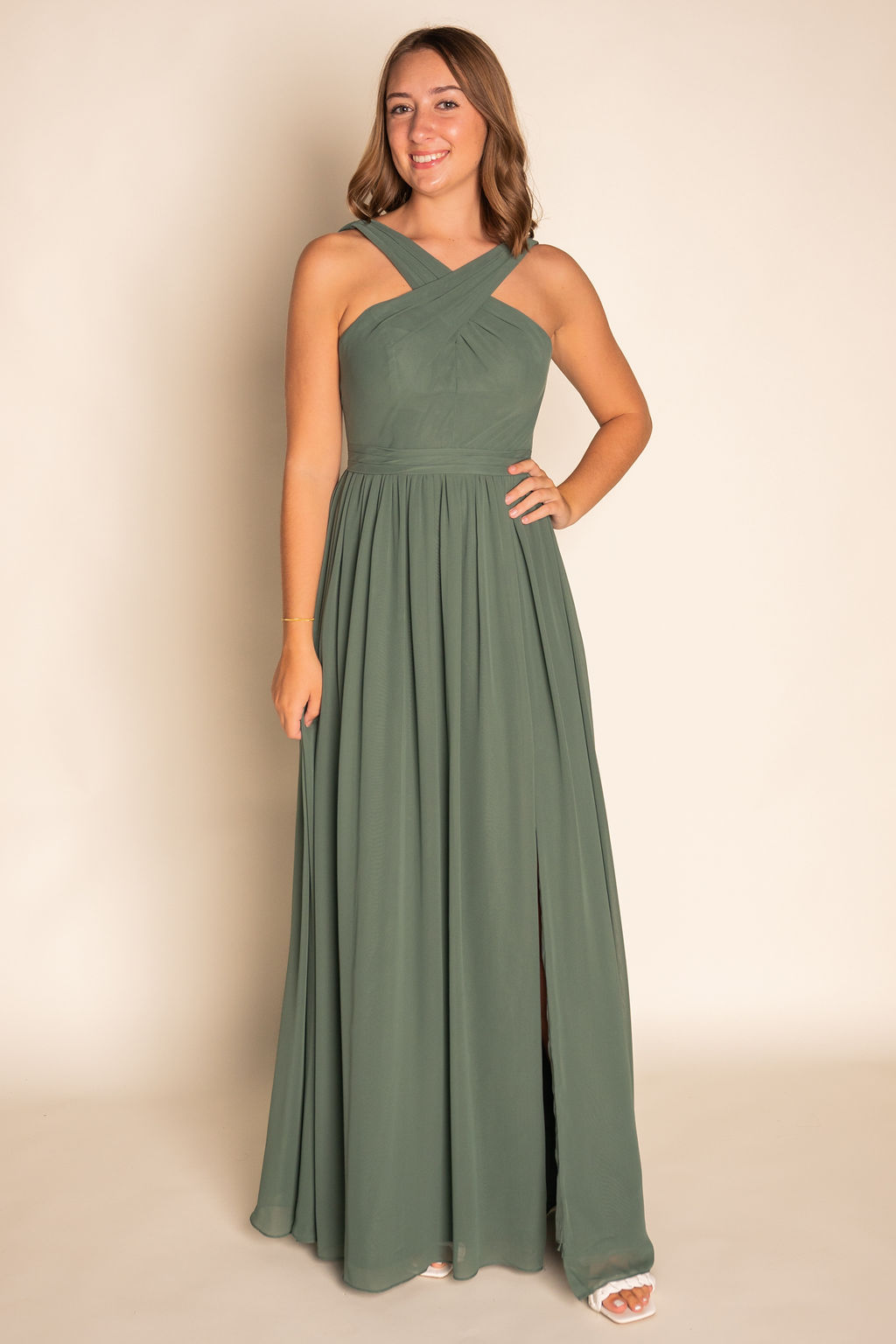 Flowy Pleated Chiffon Dress RJBM064