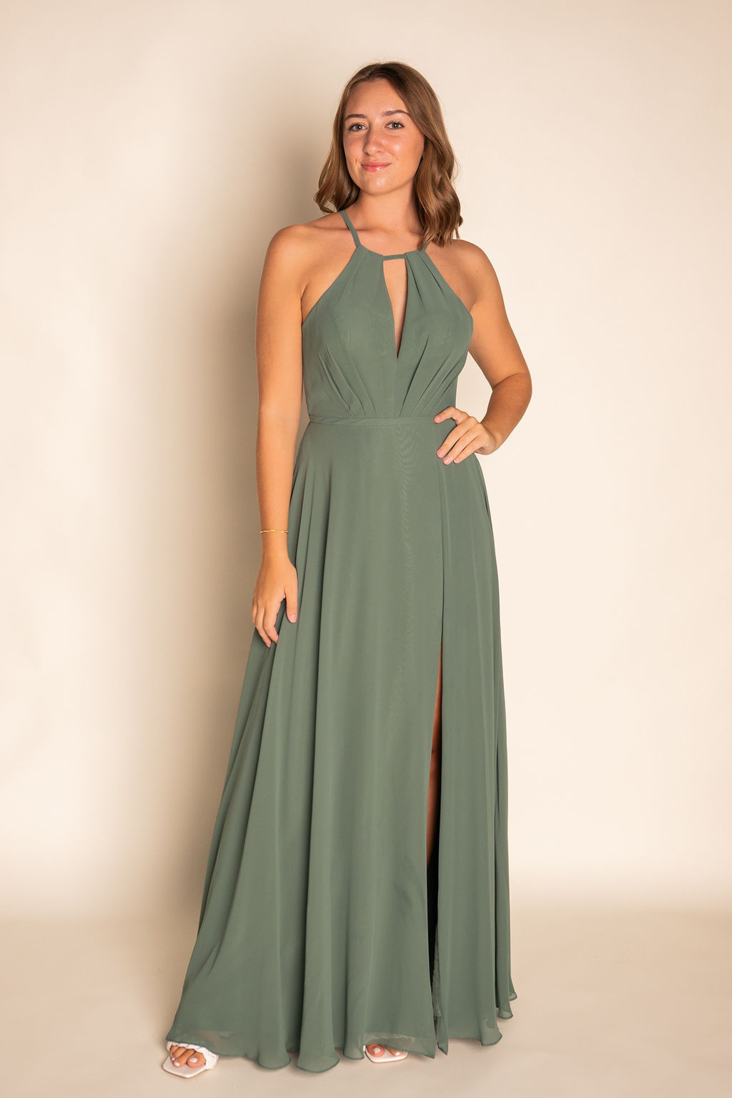 Flowy Pleated Chiffon Dress RJBM065