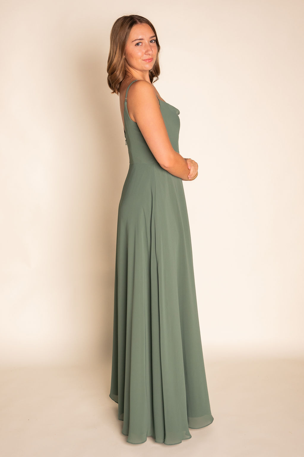 Mermaid Scoop Cowl Chiffon Dress RJBM068