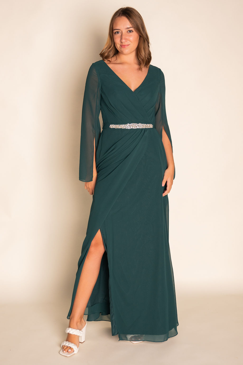 Flowy Long Sleeve Chiffon Dress RJBM073