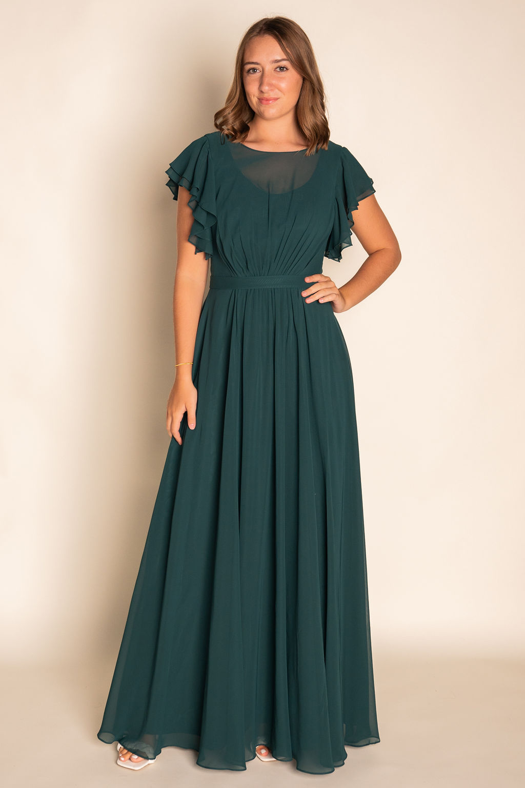 Flowy Long Sleeve Chiffon Dress RJBM073
