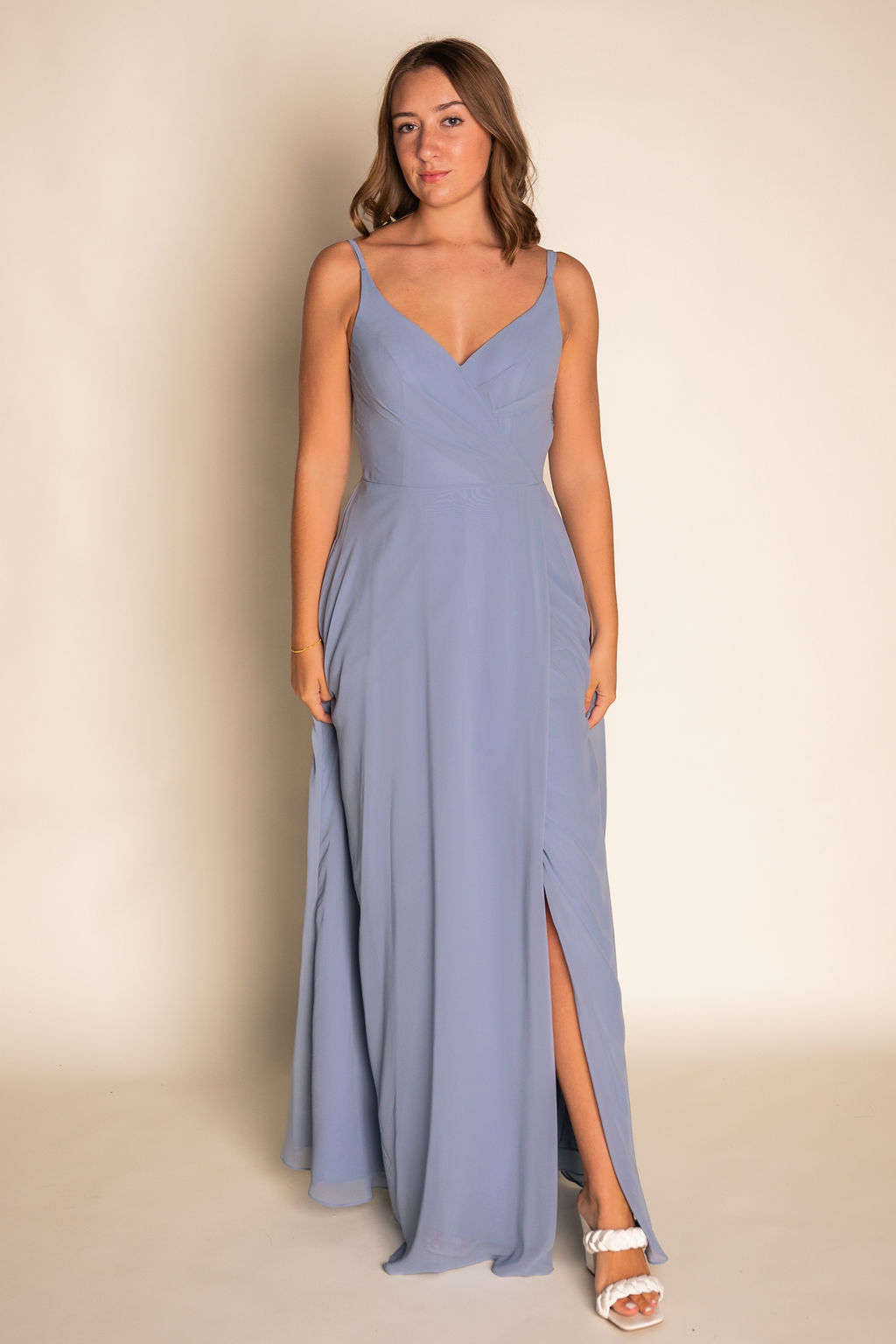 A-Line V-Neck Chiffon Dress RJBM077