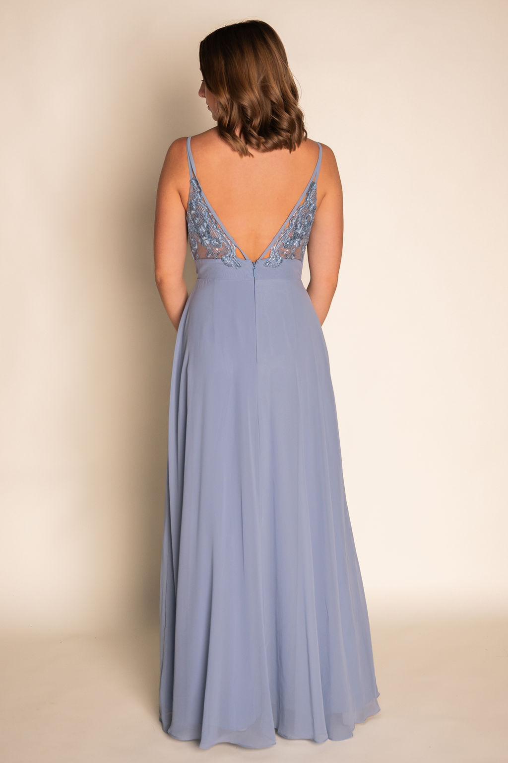 A-Line V-Neck Chiffon Dress RJBM077