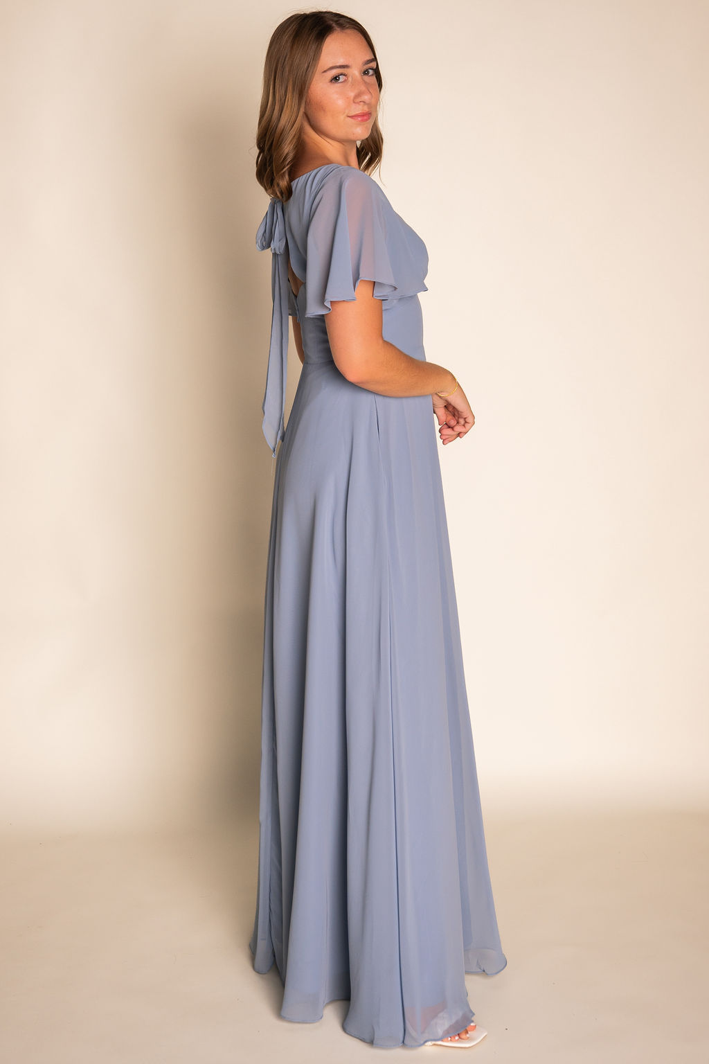 Flowy Flounce Sleeve Chiffon Dress RJBM079