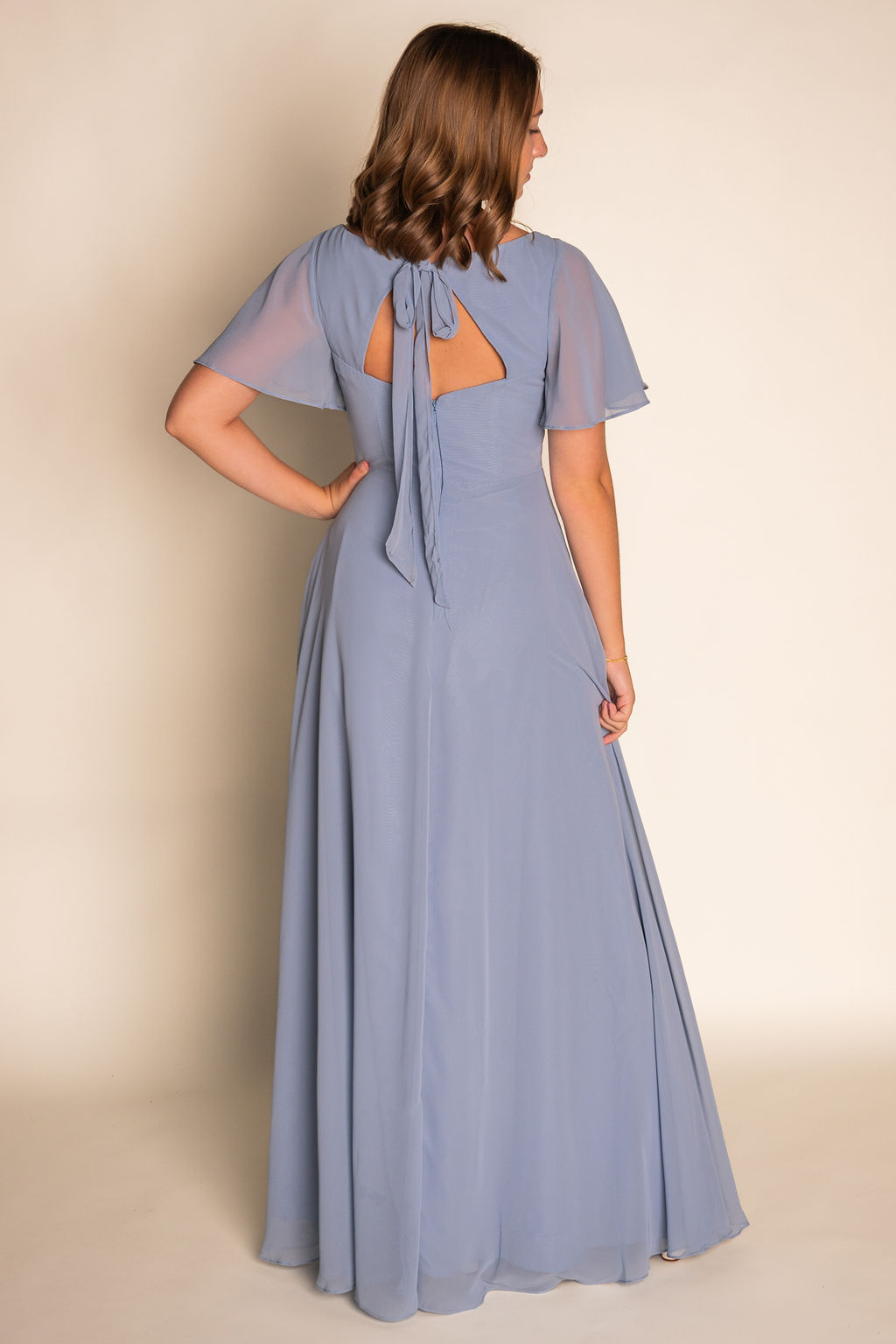 Flowy Flounce Sleeve Chiffon Dress RJBM079