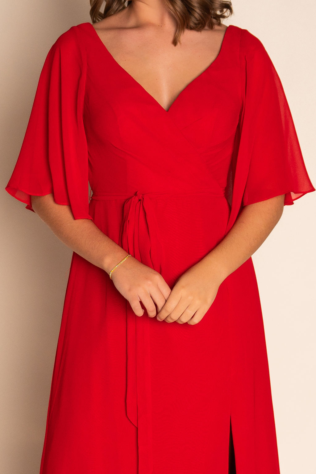A-Line Ruched Chiffon Dress RJBM082