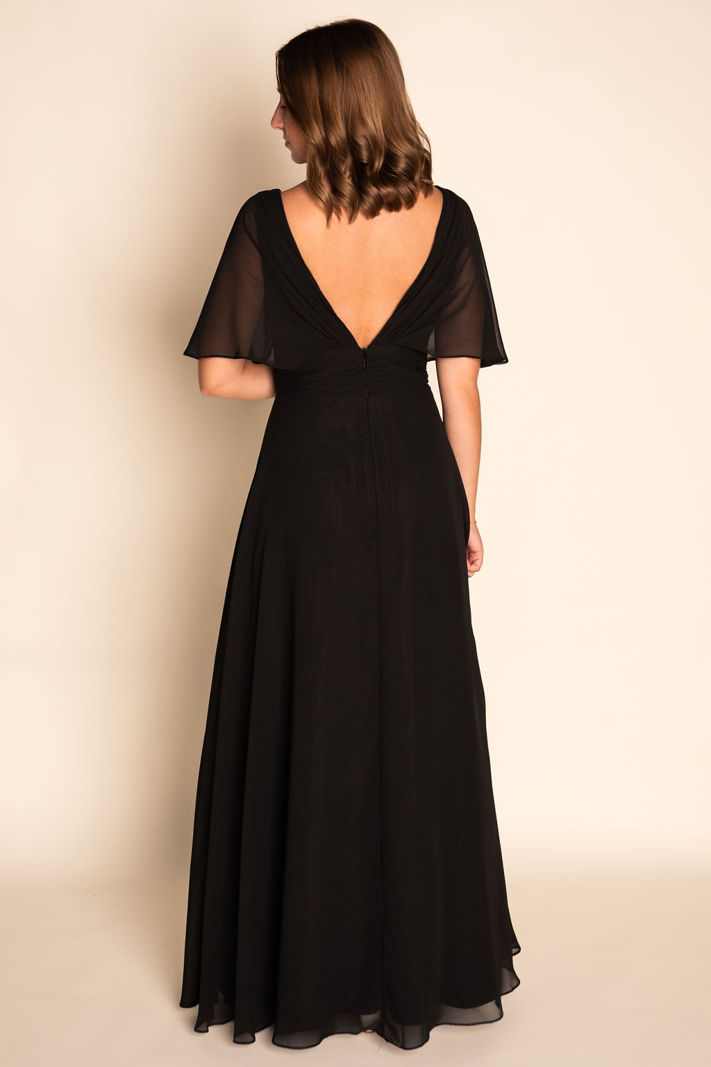 Flowy V-Neck Long Sleeve Chiffon Dress RJBM090