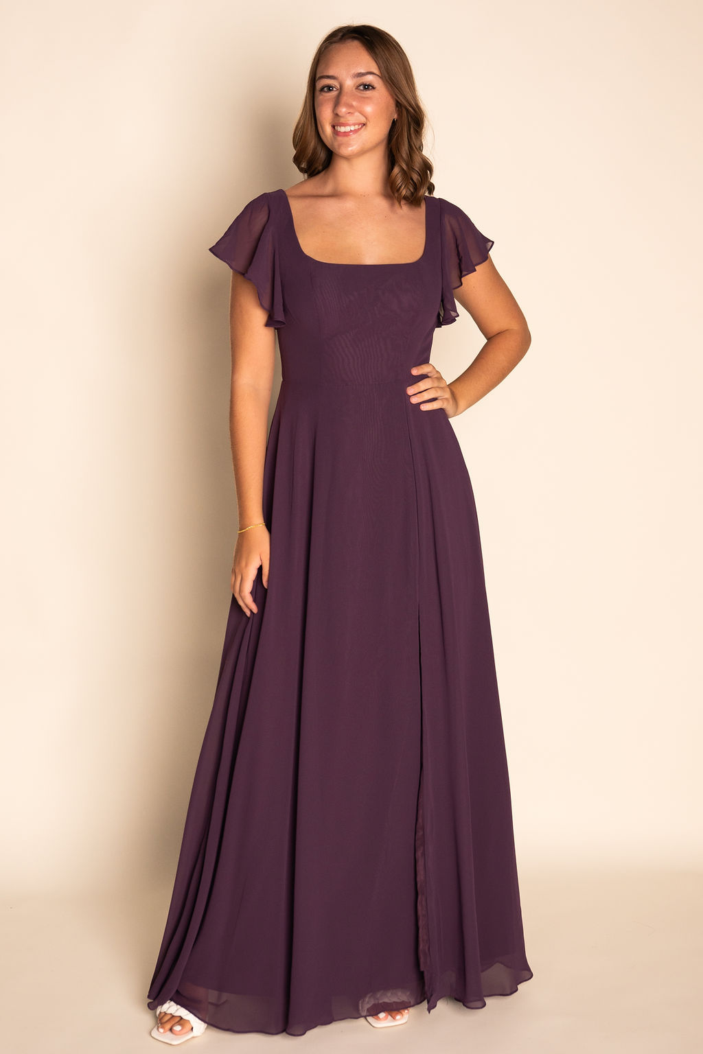 Flowy Pleated Chiffon Dress RJBM095