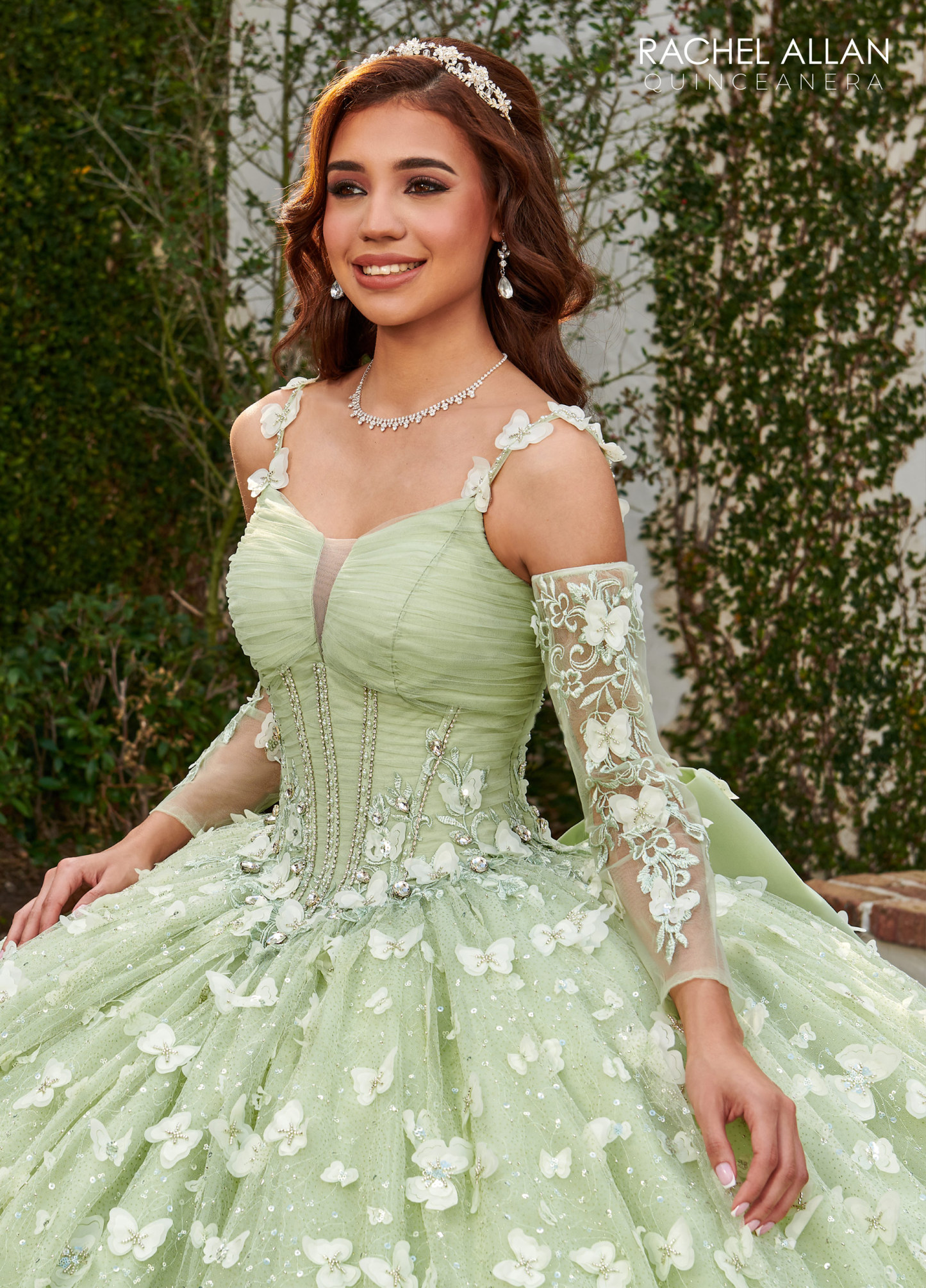 Sequin Tulle And Beaded Straps 3d Butterflies Quinceanera Gowns #RQ3112