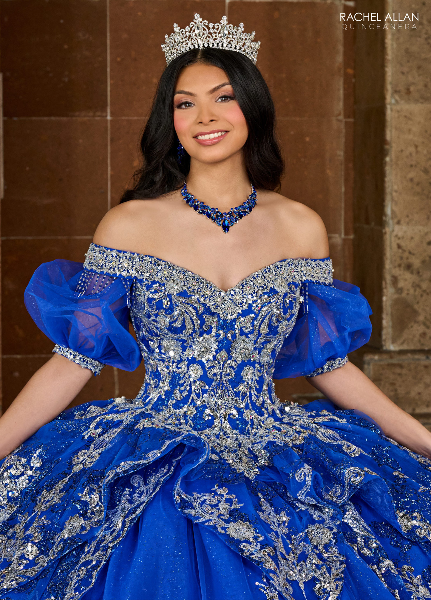 Elegance Off-The-Shoulder Tulle Ballgown Applique Quinceanera Gowns #RQ3128