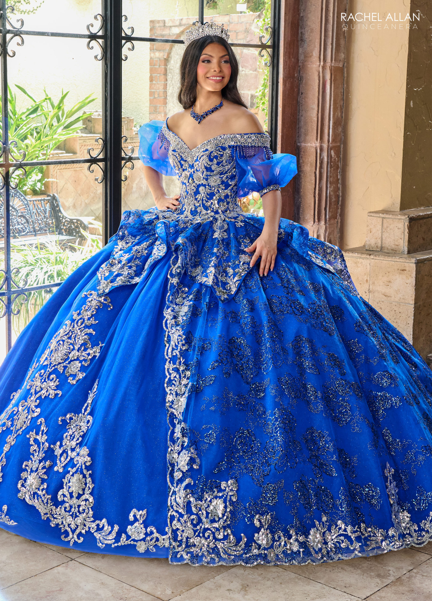Elegance Off-The-Shoulder Tulle Ballgown Applique Quinceanera Gowns