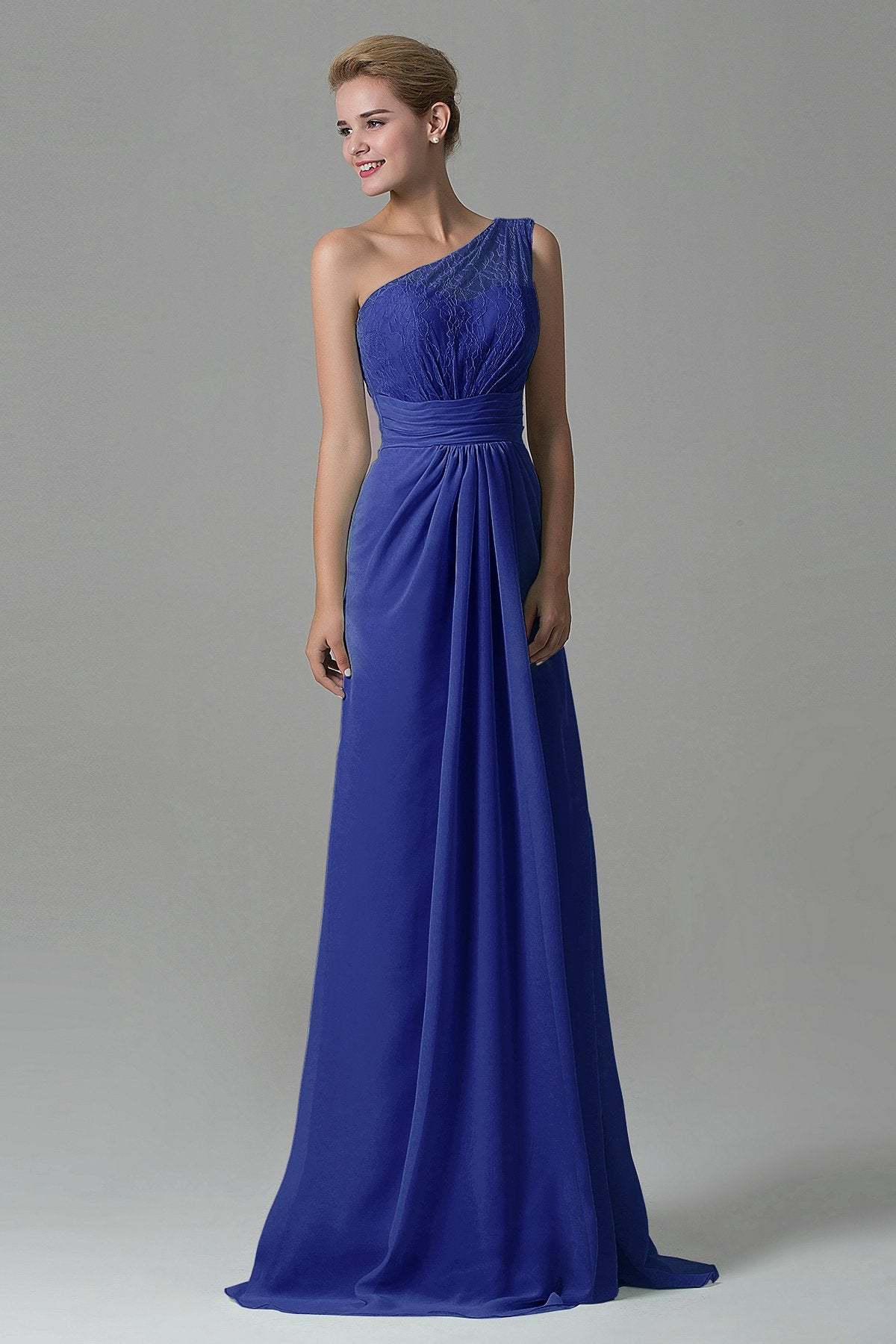Sheath Sweep Train Lace/Chiffon Bridesmaid Dress COZK16004