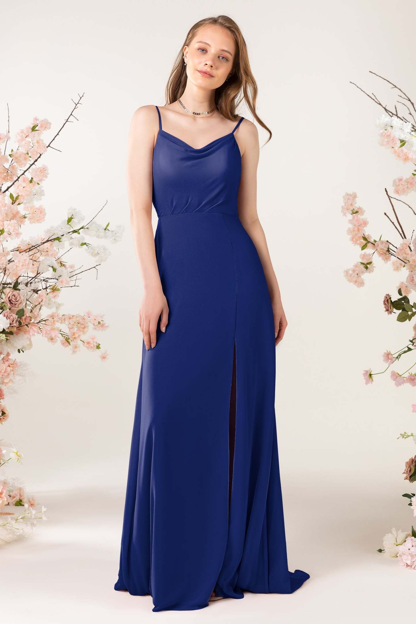 Sheath Sweep-Brush Train Chiffon Bridesmaid Dress CB0457