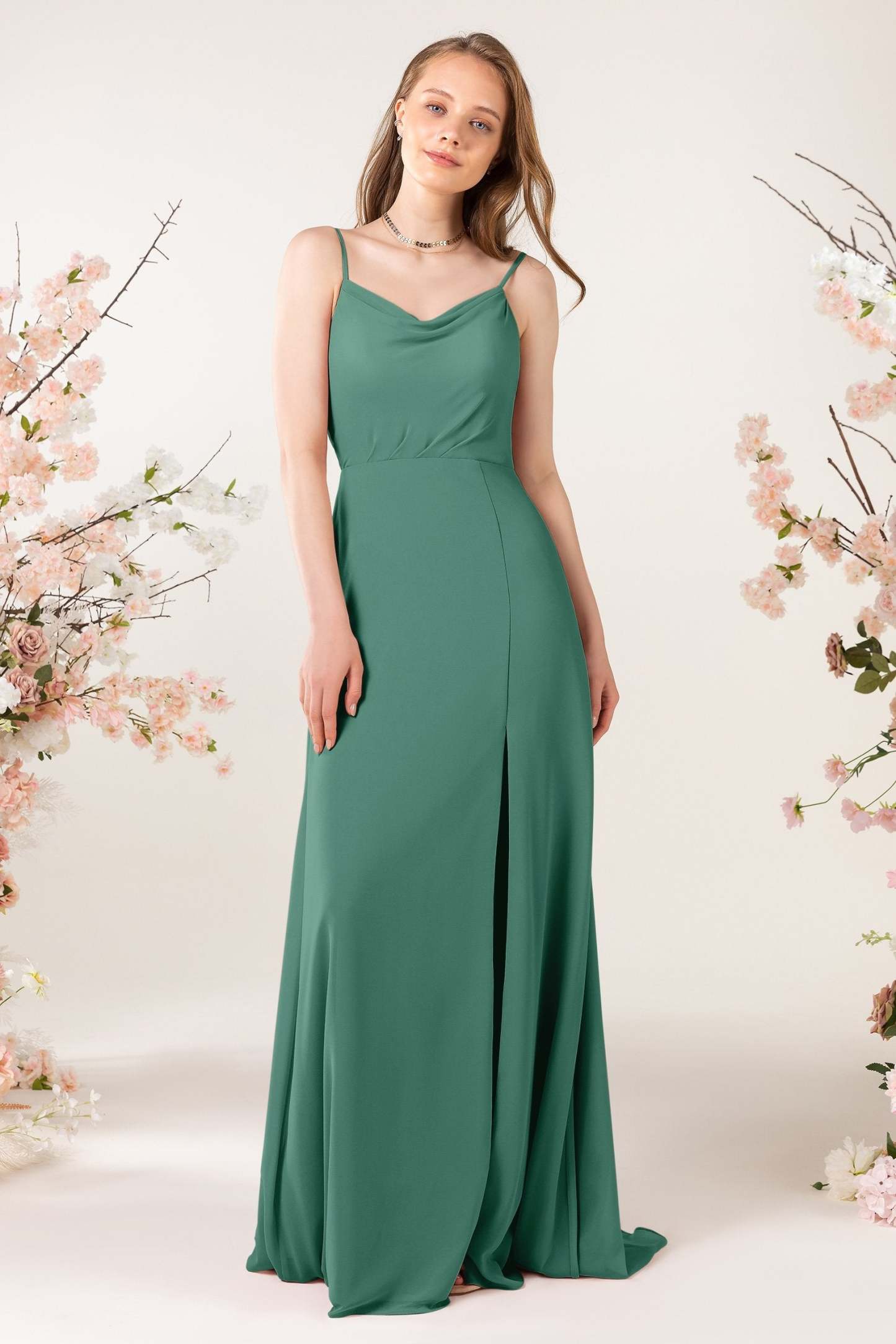 Sheath Sweep-Brush Train Chiffon Bridesmaid Dress CB0457