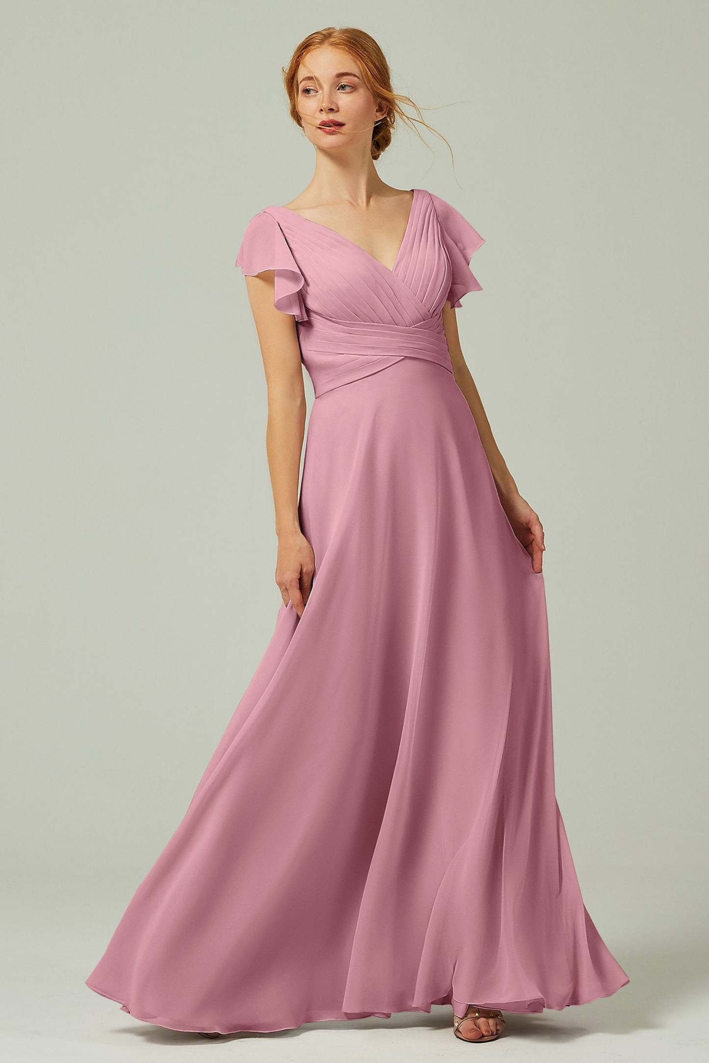 A-Line Floor Length Chiffon Bridesmaid Dress CB0302