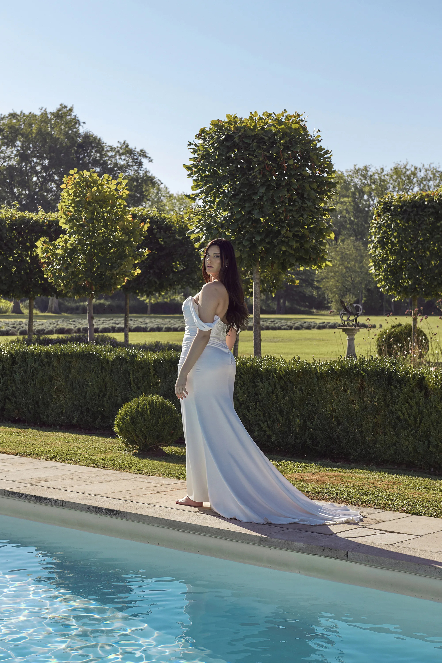 Romance Sweetheart Off-the-Shoulder Jersey Beading Pleated Wedding Dress 44388PS