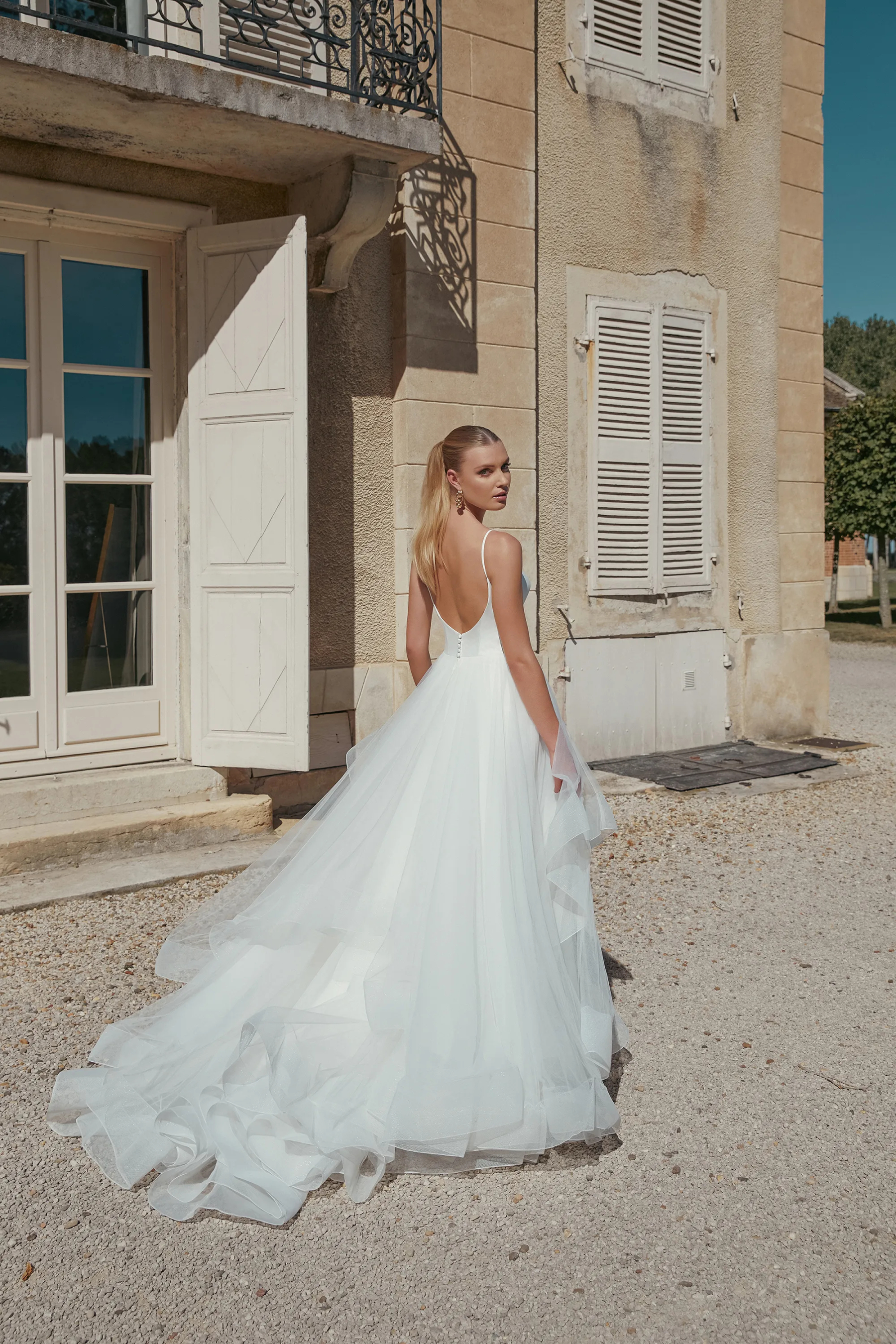 Ball Gown Scoop Mikado Organza Tulle Ruffle Skirts Wedding Dress 44448