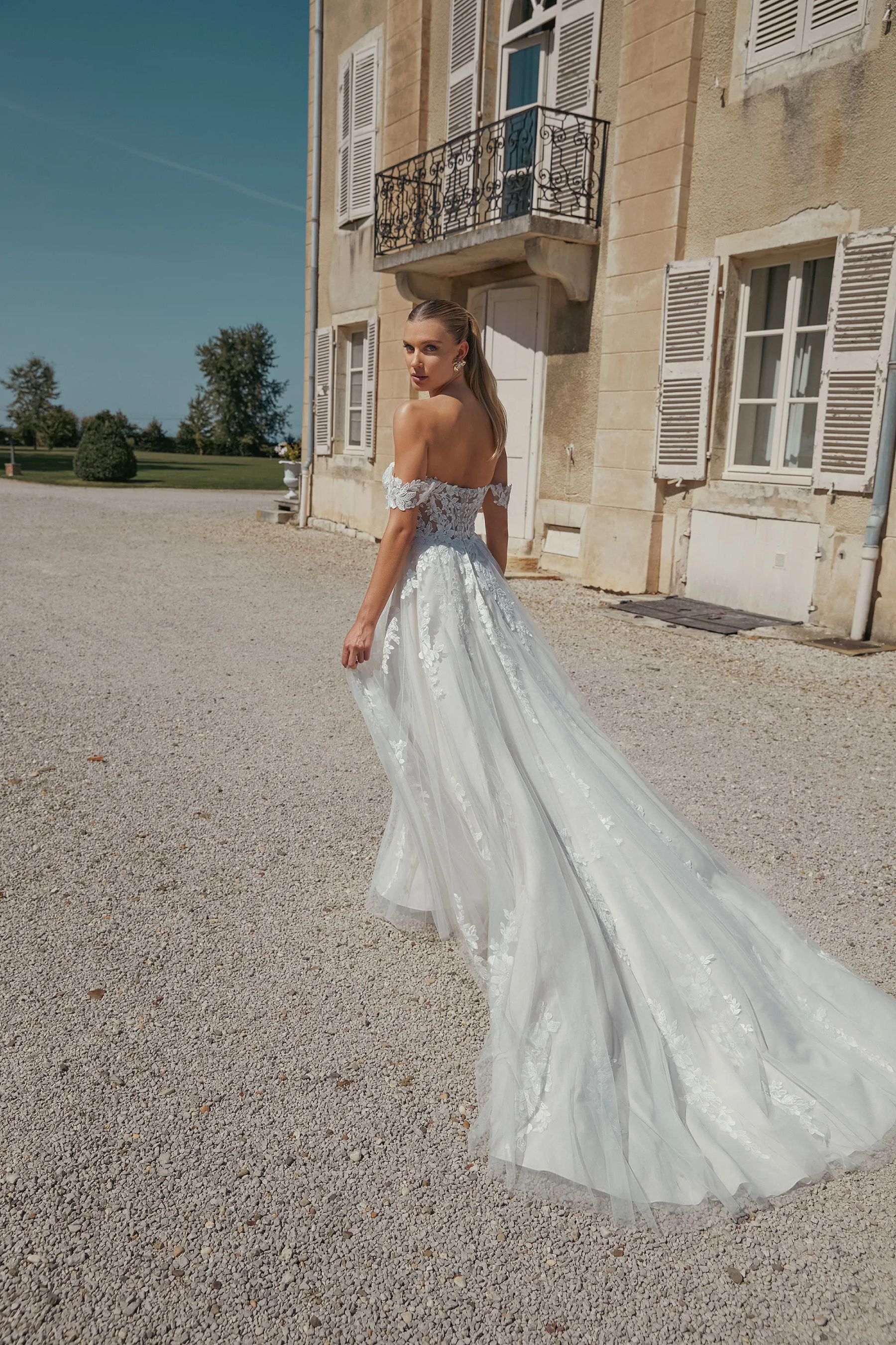 Graceful A-Line Sweetheart Sequins Lace Chapel Train Wedding Dress 44466