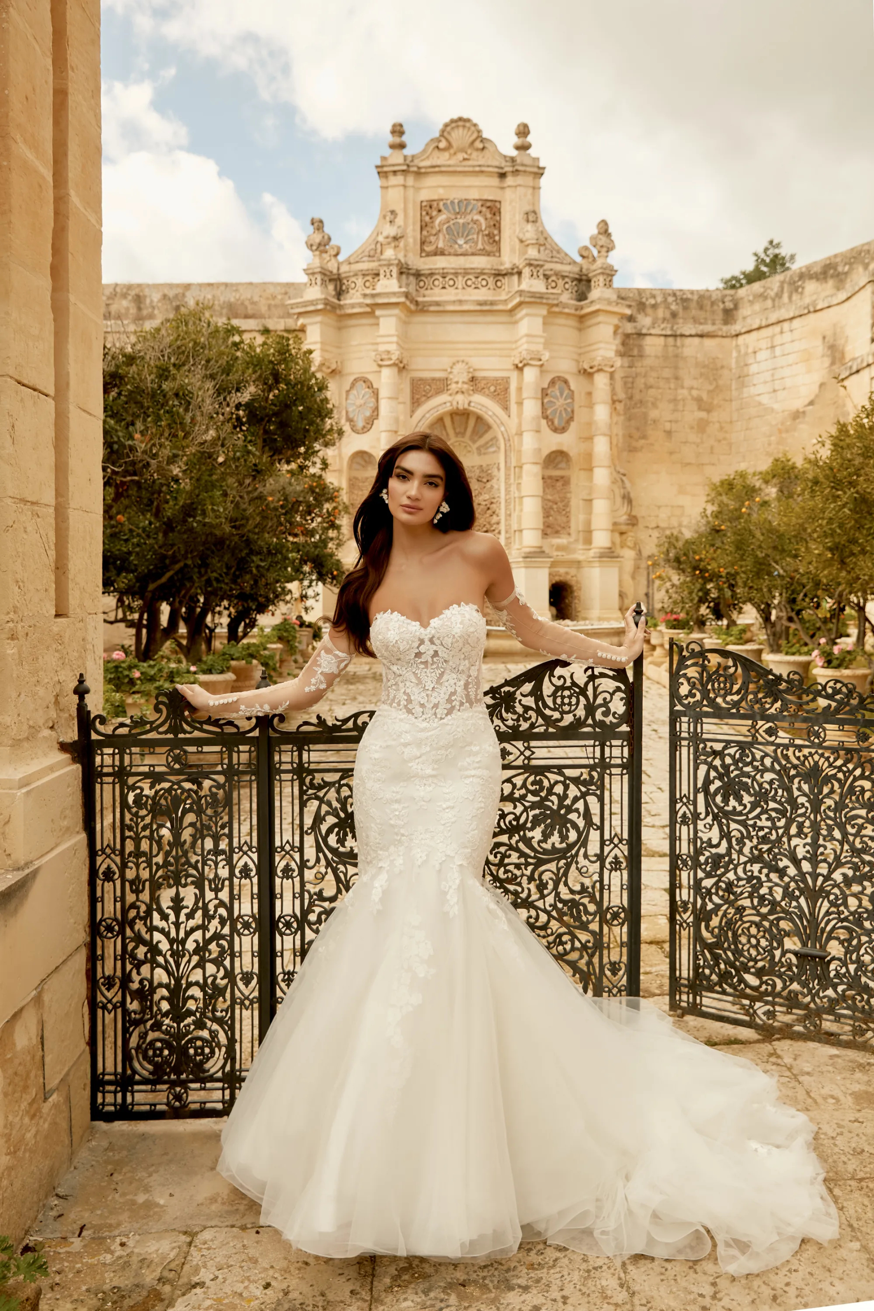 Mermaid Sweetheart Curvy Sequins Lace Chapel Wedding Dress 44481