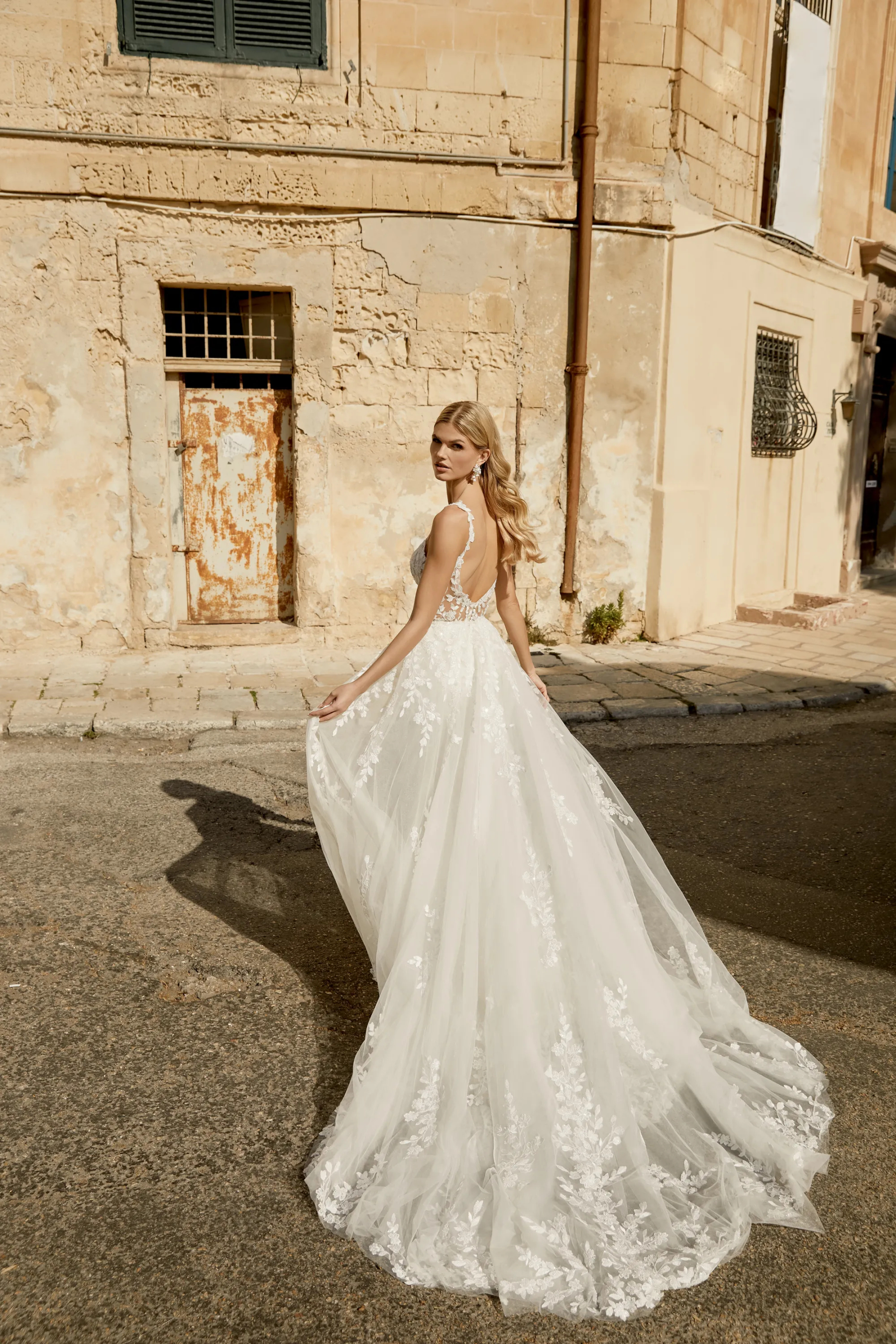 Allover Scoop Fit and Flare Beading Sequins Tulle Chapel Wedding Dress 44482