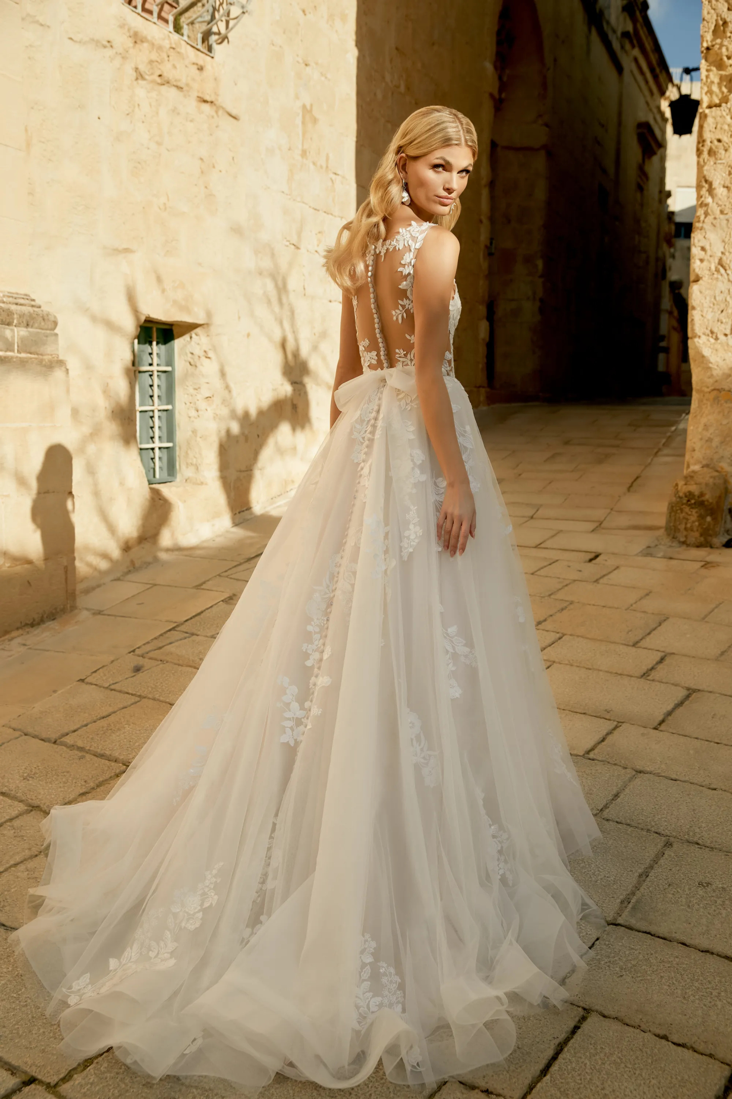 A-Line Plunge V-Neck Sequins Lace Chapel Length Train Wedding Dress 44492