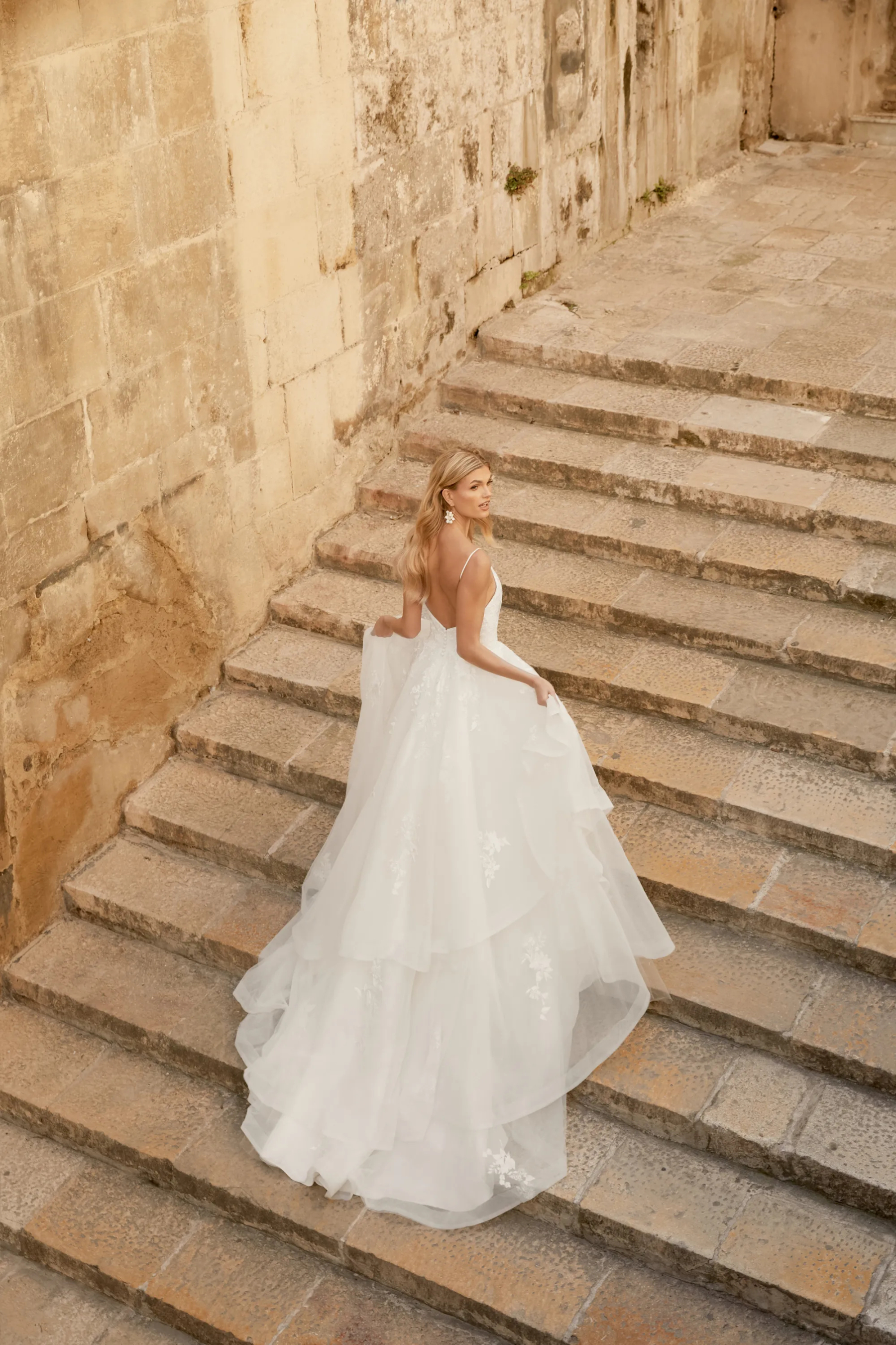 Ball Gown Plunge V-Neck Embroidery Lace Chapel Length Train Wedding Dress 44499