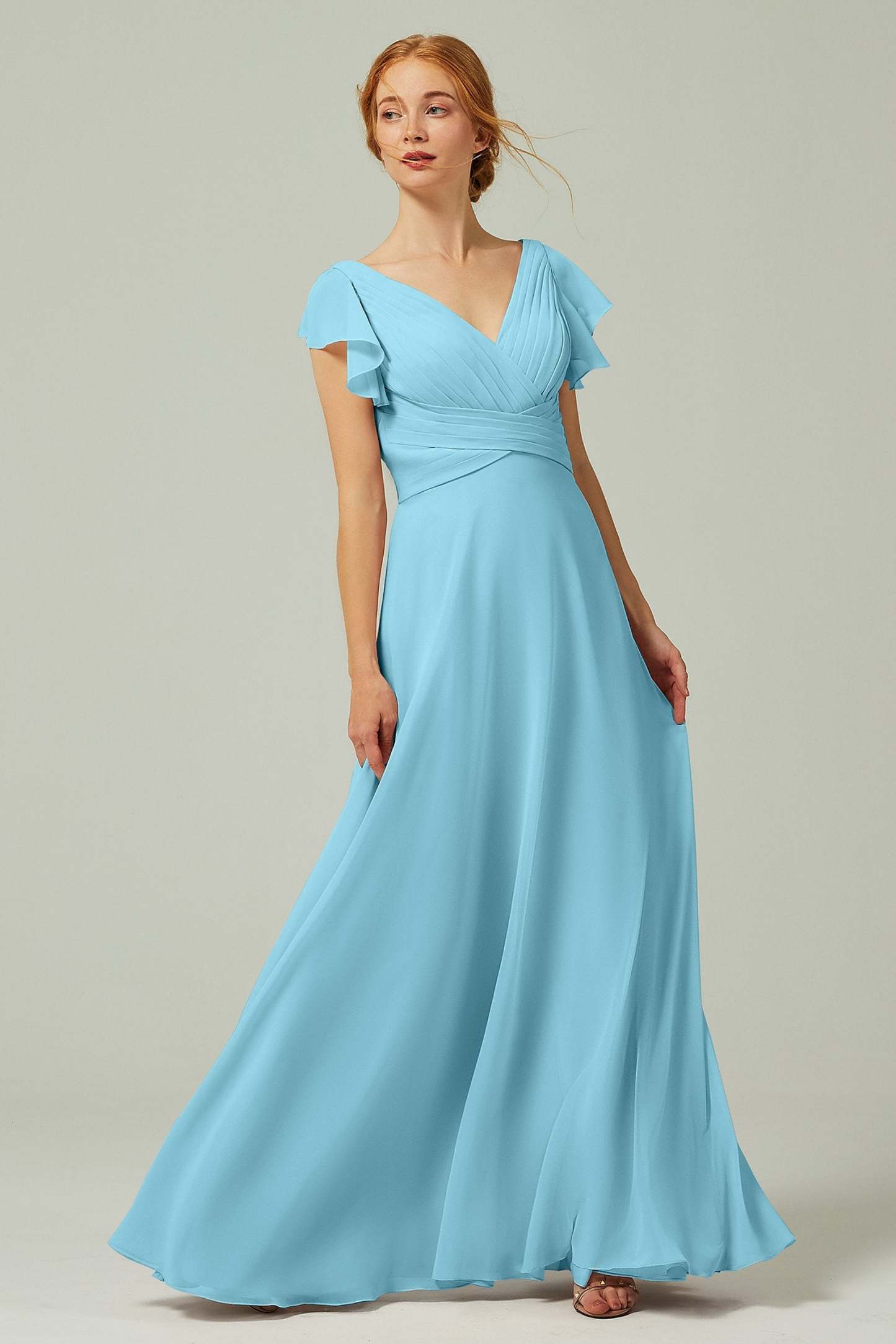 A-Line Floor Length Chiffon Bridesmaid Dress CB0302