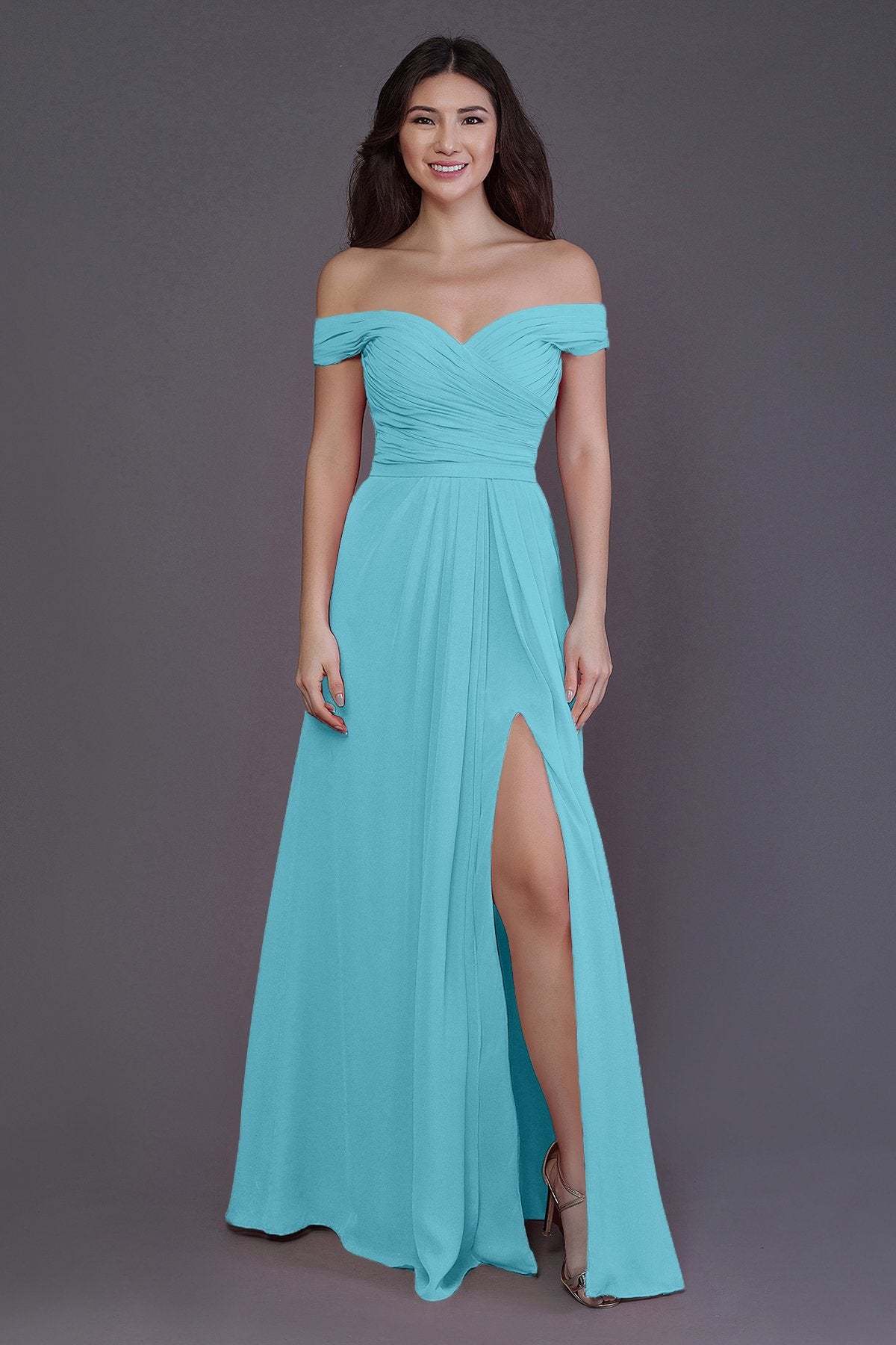 Sheath-Column Floor Length Chiffon Bridesmaid Dress PR3536