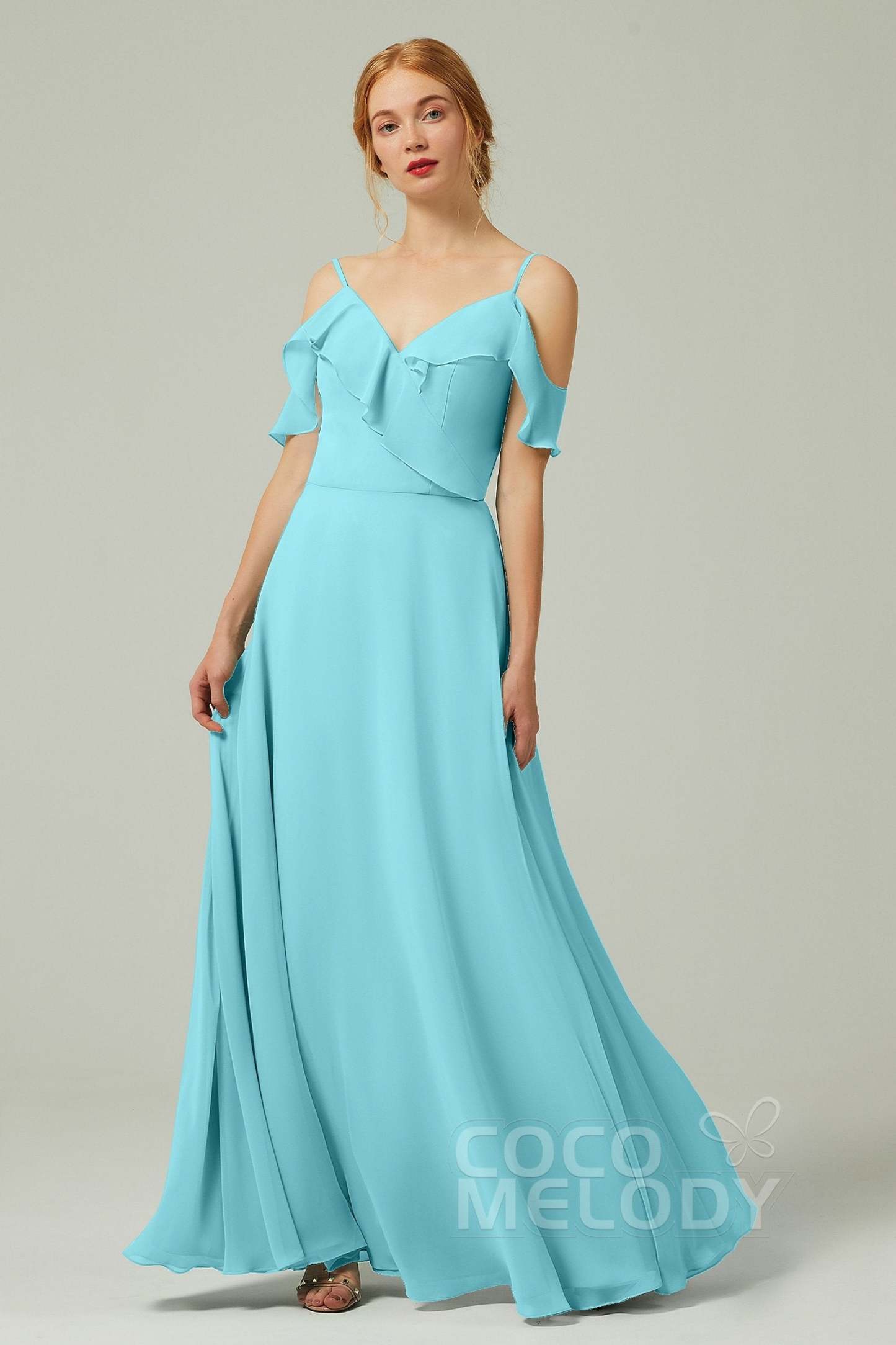 A-Line Floor Length Chiffon Bridesmaid Dress CB0326