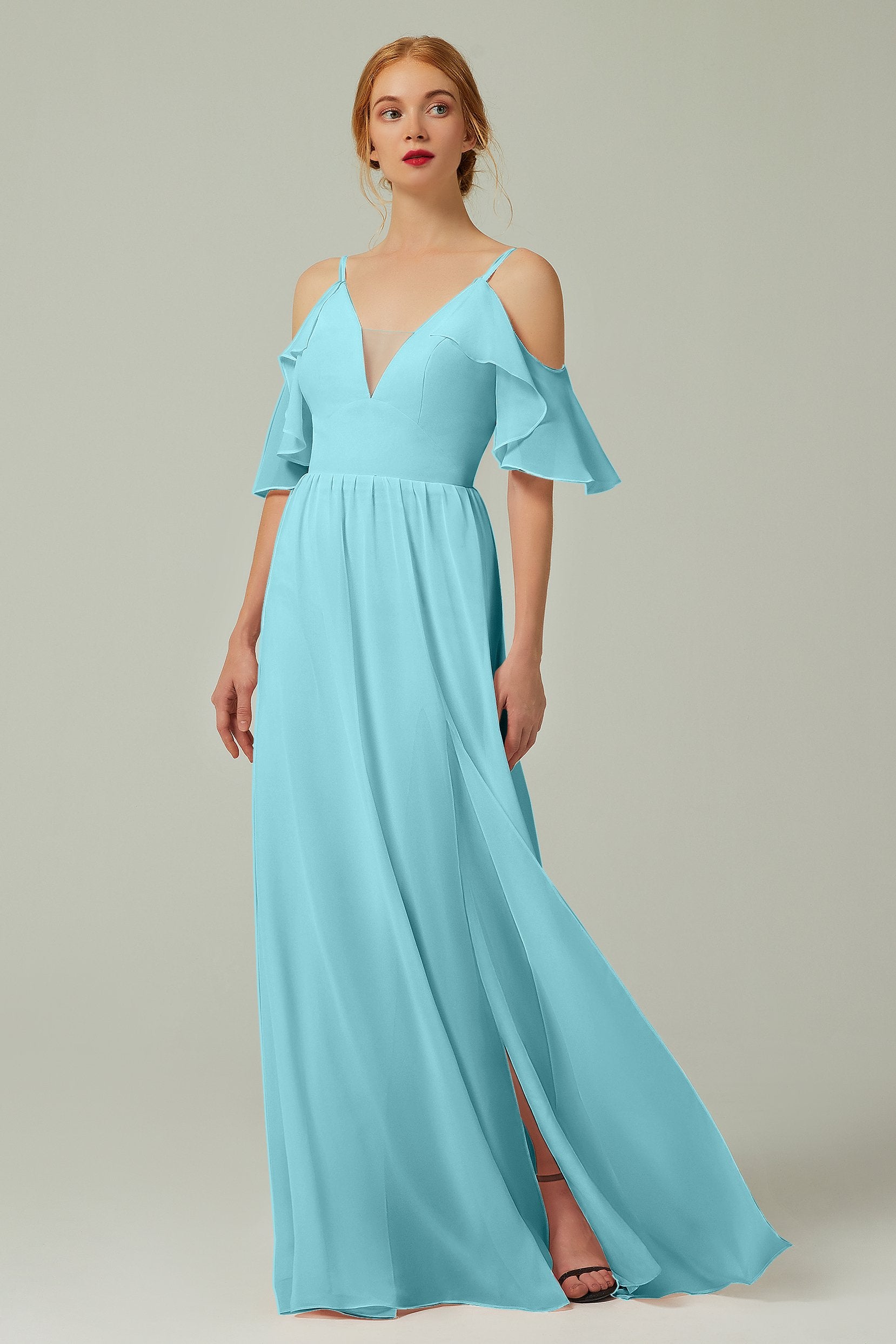 A-Line Floor Length Chiffon Bridesmaid Dress CB0236