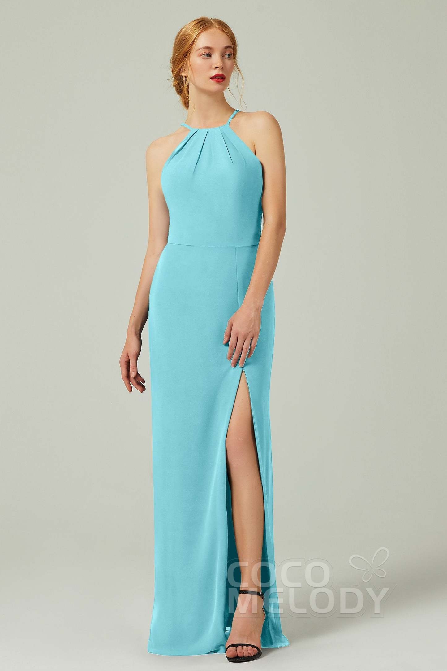 Sheath-Column Floor Length Chiffon Bridesmaid Dress Formal Dresses CB0337