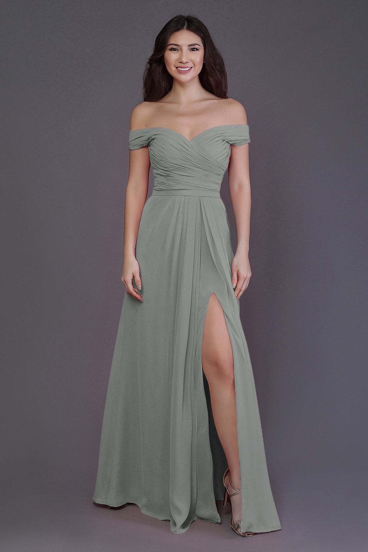 Sheath-Column Floor Length Chiffon Bridesmaid Dress PR3536