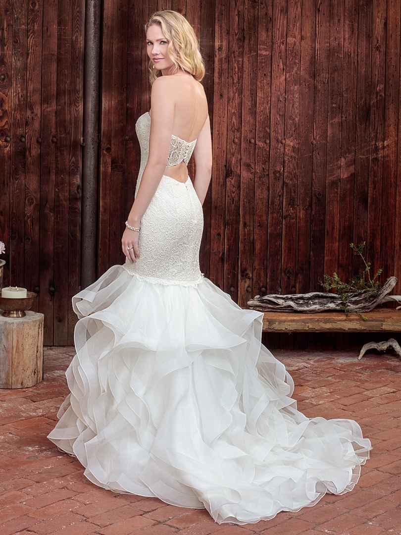 Fit And Flare Strapless Sweetheart Floral Lace Wedding Dress #BL262
