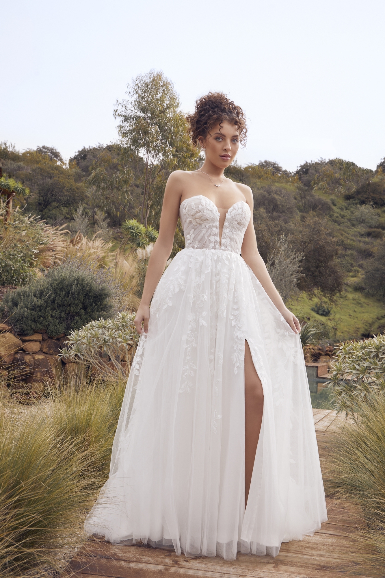 Elegance A-Line Plunge V-neck Wedding Dress #BL415