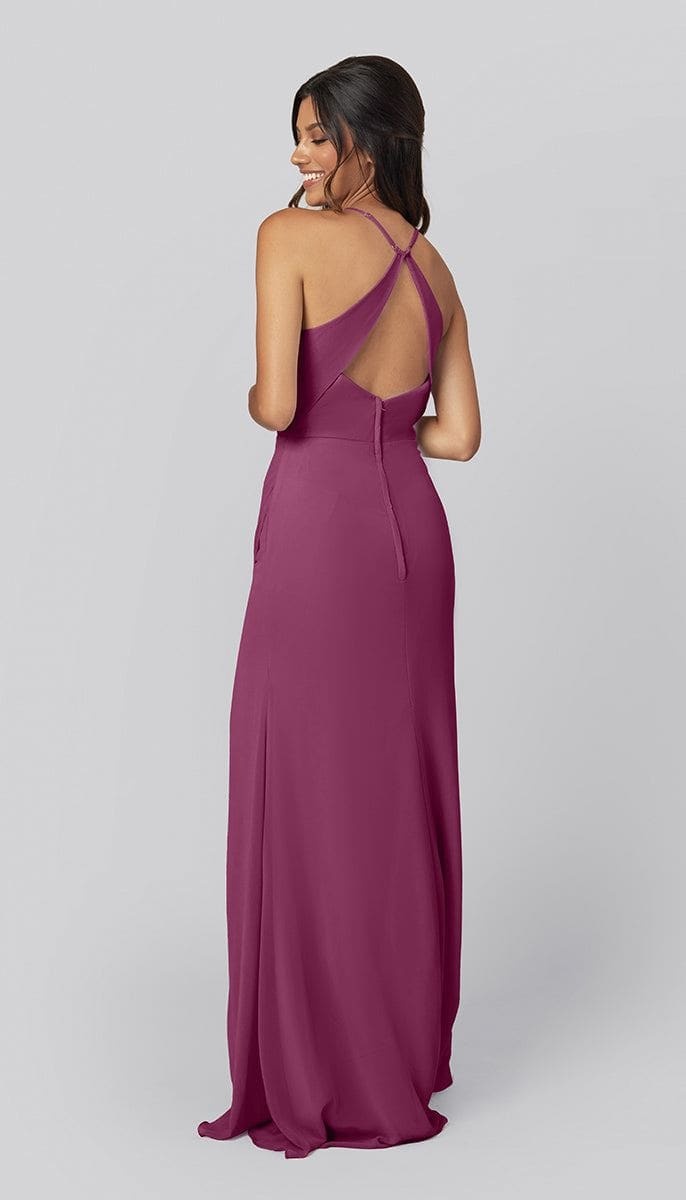 Stunning Sheath Cowl Neck Ruching Keyhole Back Bridesmaid Dress