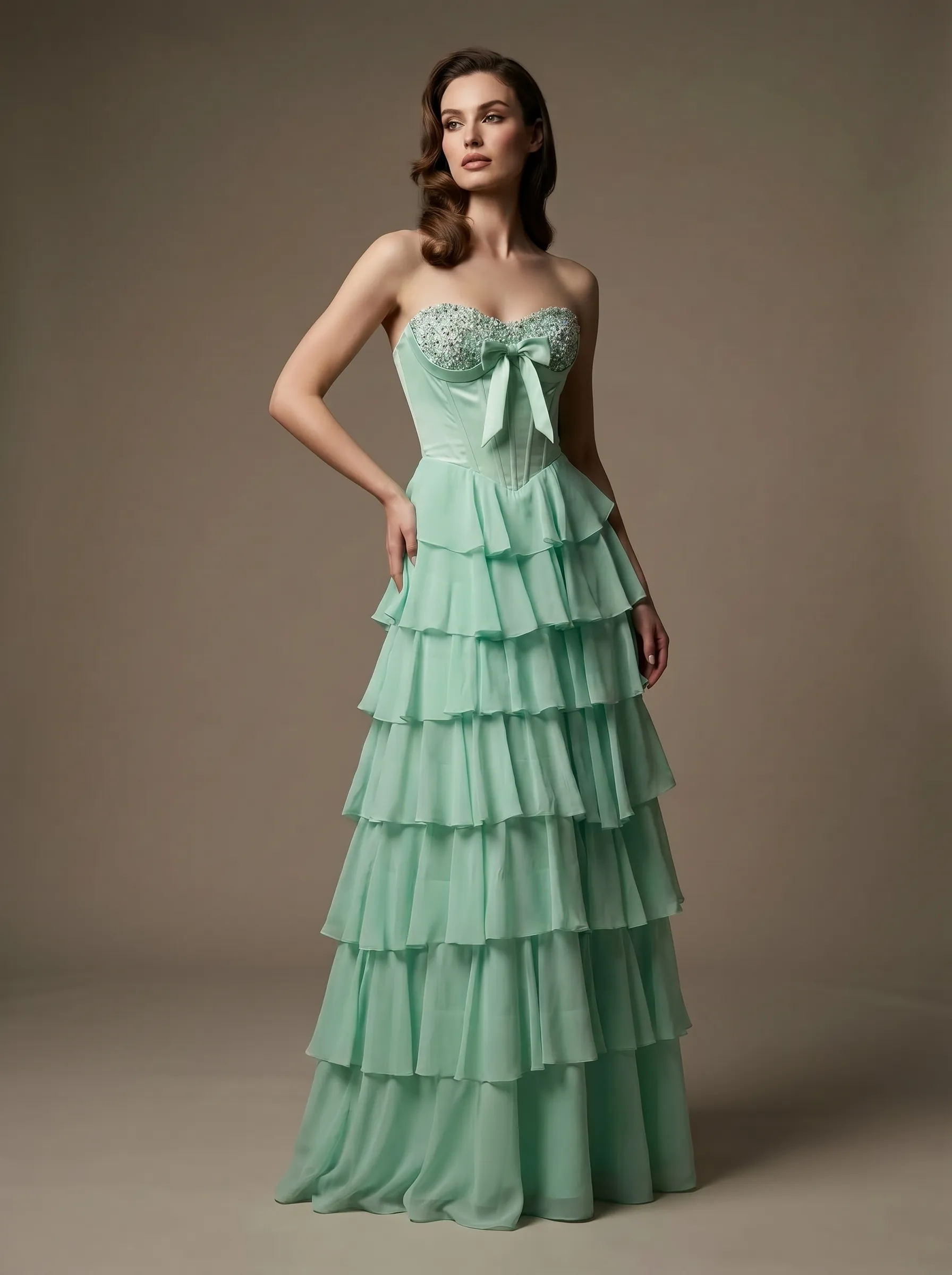Fitted Strapless Brocade Gown | Luxury Mermaid Formal Evening Dress #3722 