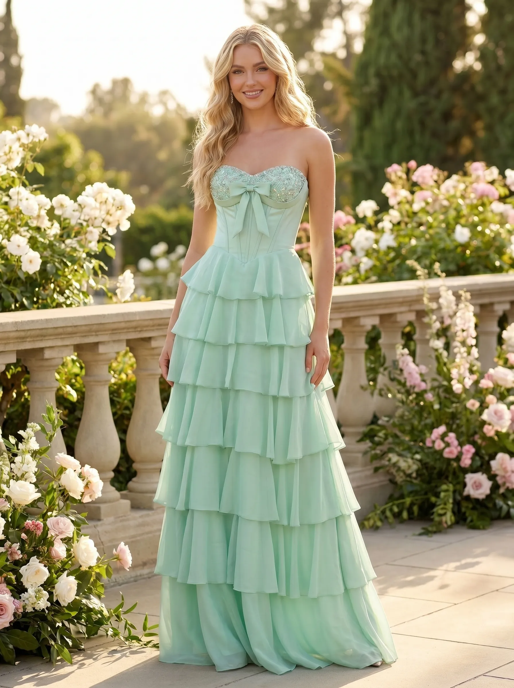 Fitted Strapless Brocade Gown | Luxury Mermaid Formal Evening Dress #3722 