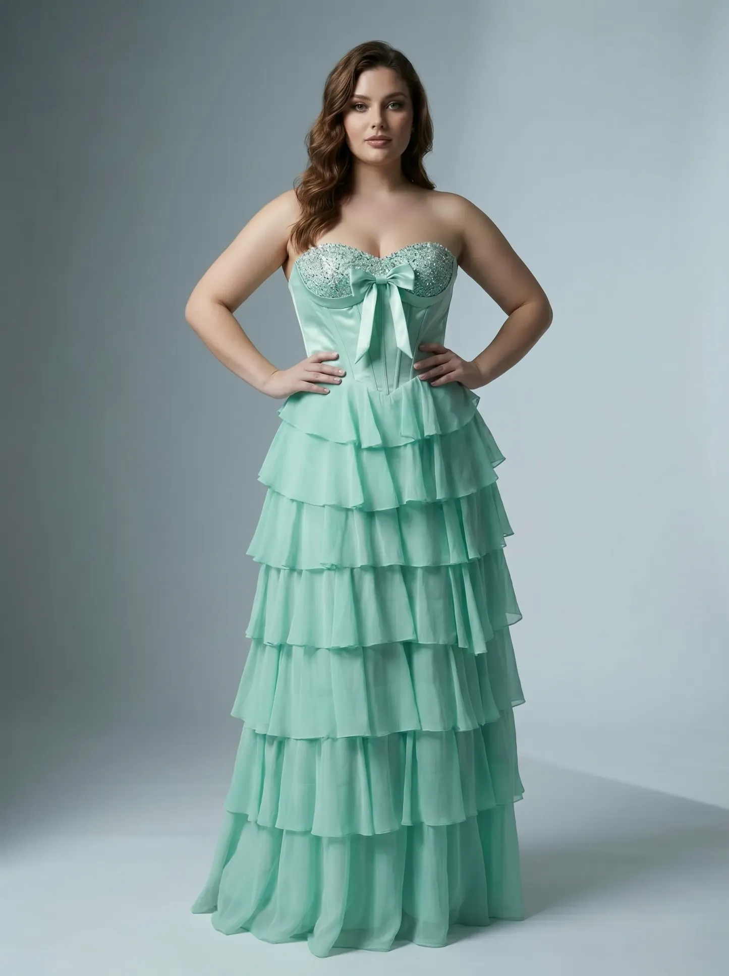 Fitted Strapless Brocade Gown | Luxury Mermaid Formal Evening Dress #3722 