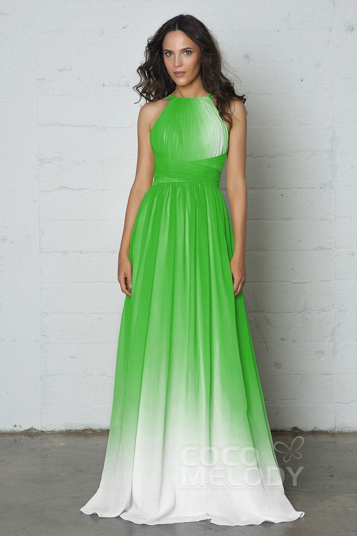 Sheath-Column Floor Length Chiffon Ombre Dress COZF17008