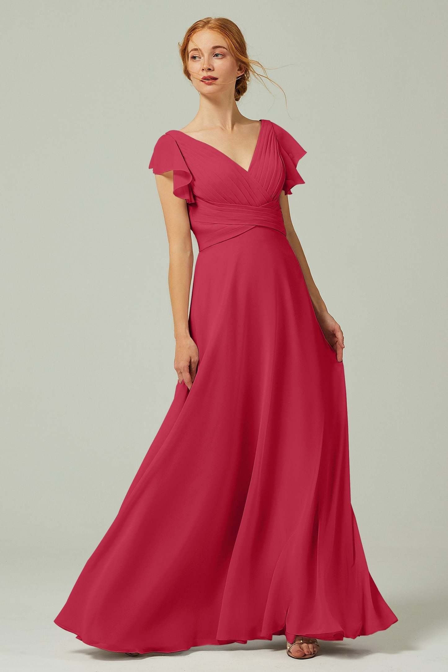 A-Line Floor Length Chiffon Bridesmaid Dress CB0302