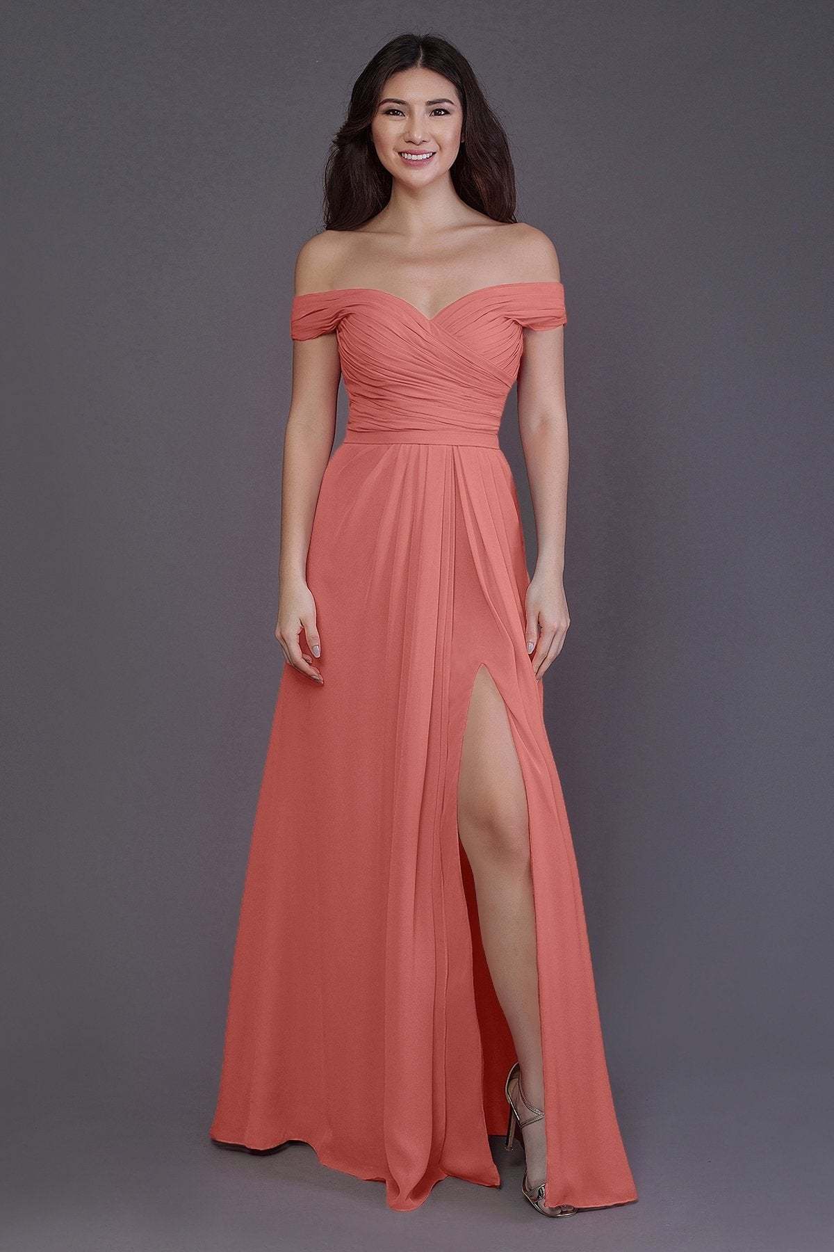 Sheath-Column Floor Length Chiffon Bridesmaid Dress PR3536