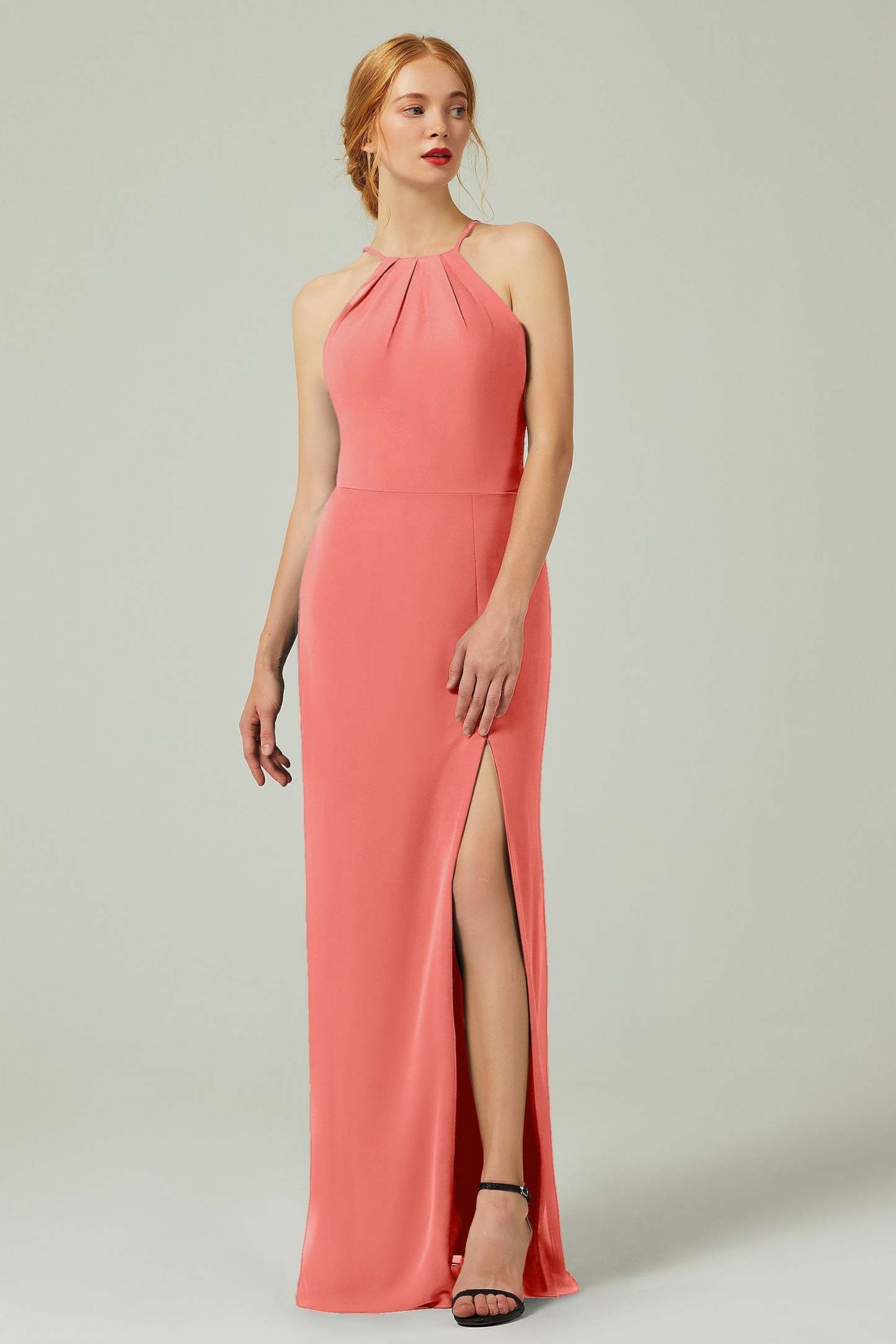 Sheath-Column Floor Length Chiffon Bridesmaid Dress Formal Dresses CB0337