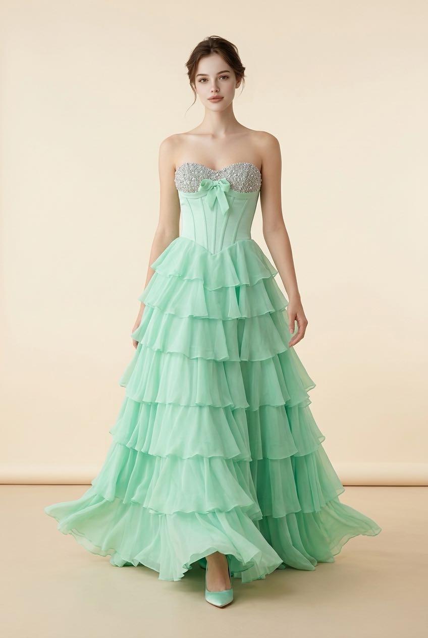 #3718 Strapless ballgown with corset bodice