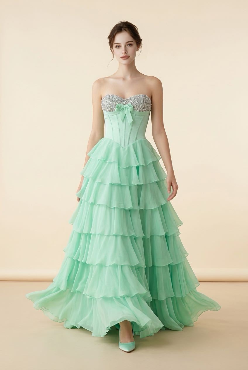 #3718 Strapless ballgown with corset bodice