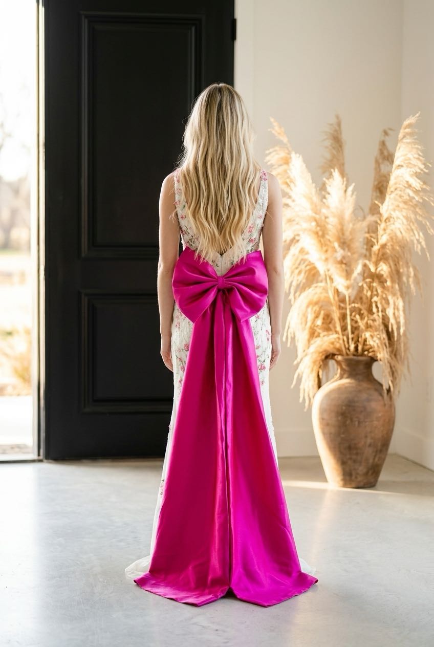 #3721 Fitted strapless brocade gown.